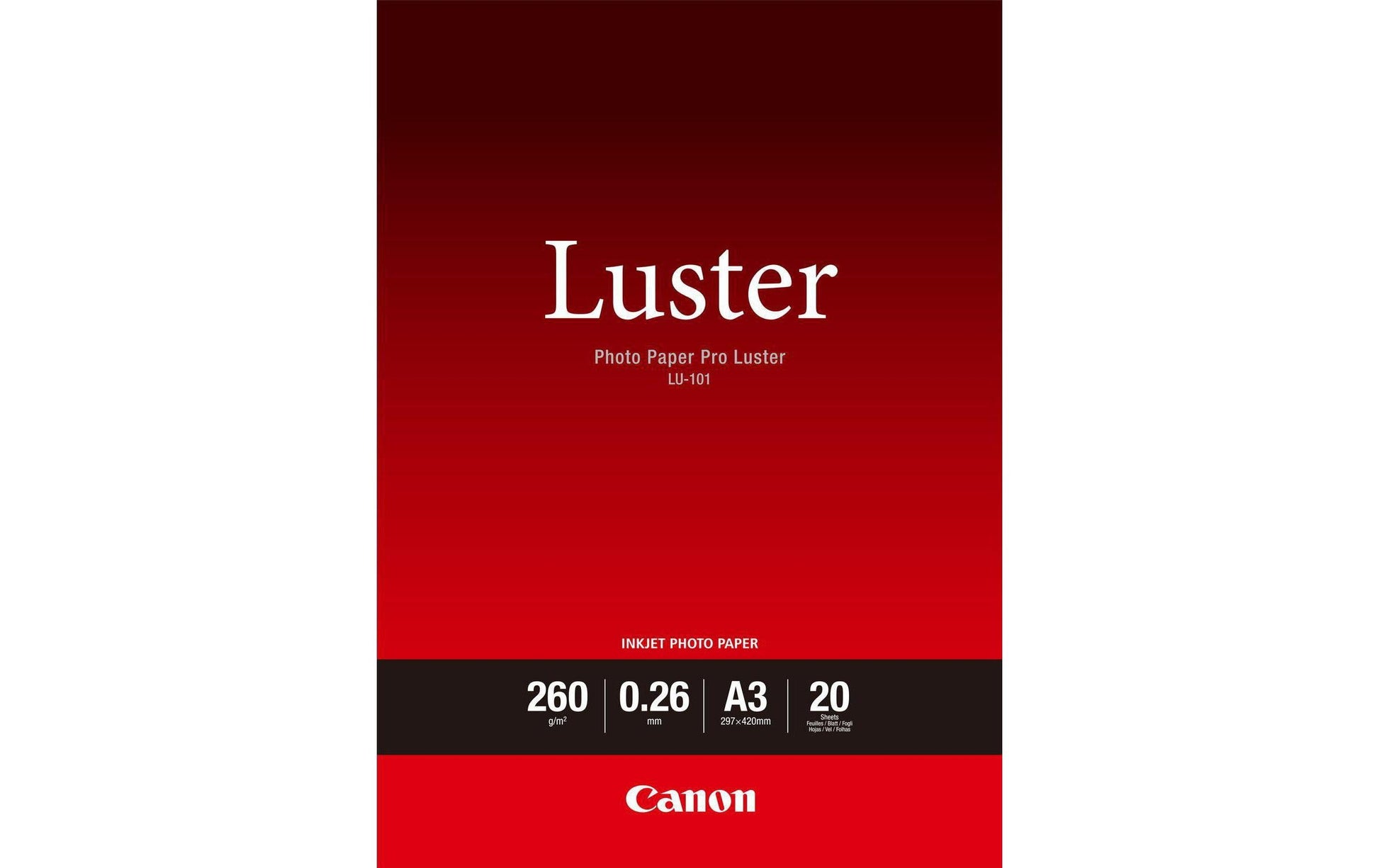 Canon Fotopapier – glänzend, A3, 260 g/m², 20 Blatt – für Inkjet-Drucker