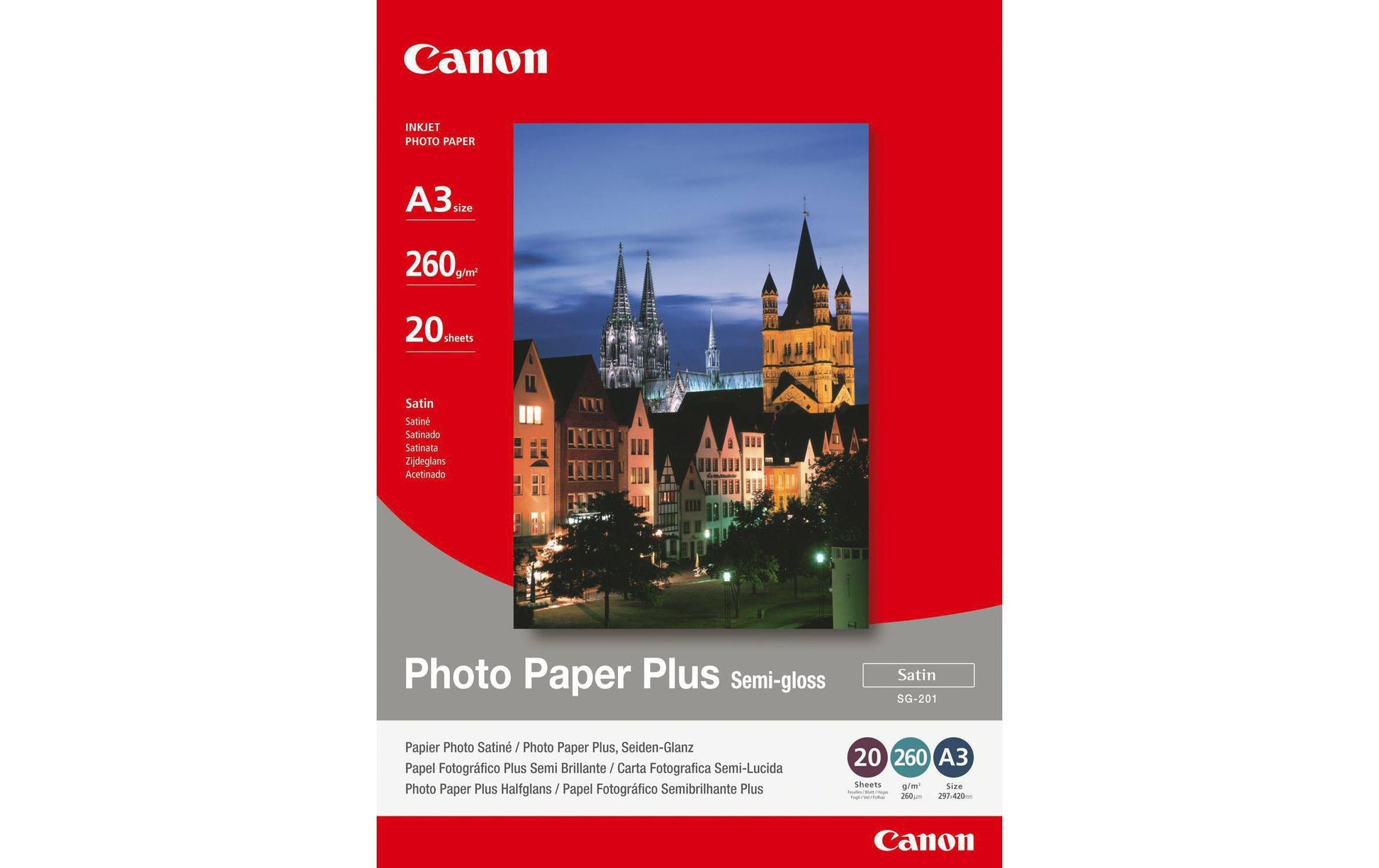Canon Fotopapier – seidenmatt, A3, 260 g/m², 20 Blatt