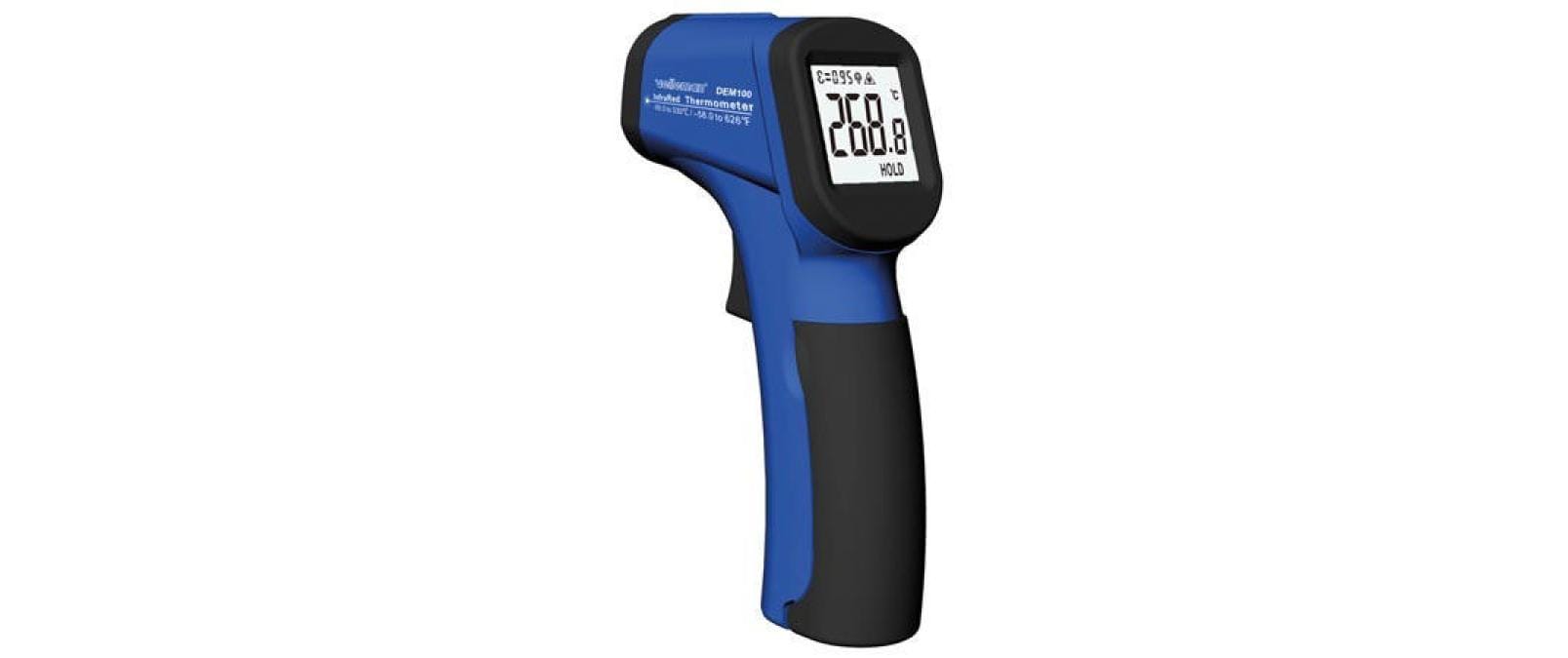 Velleman DEM100 Infrarot-Thermometer – -50 bis +330 °C, D:S 12:1, Ziellaser, Data-Hold, °C/°F
