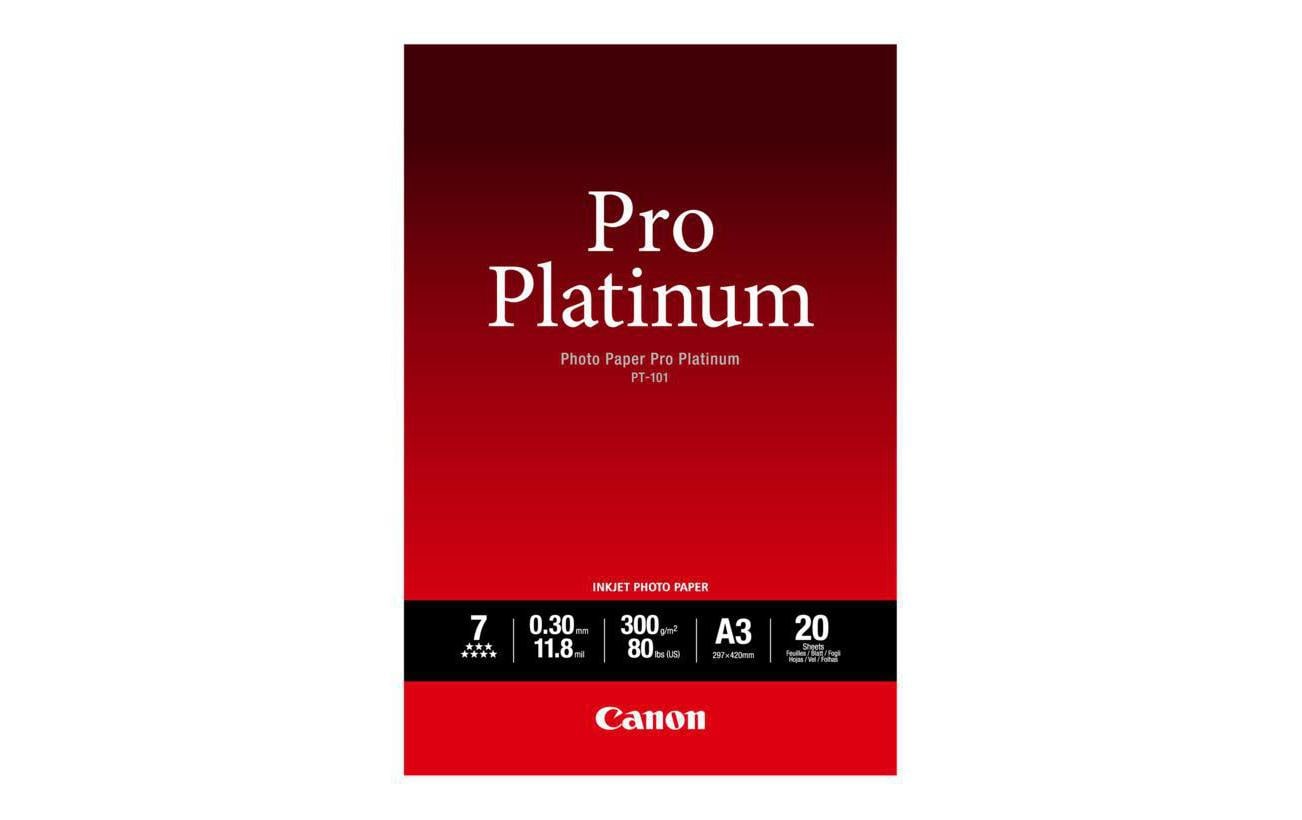 Canon Pro Platinum PT-101 Fotopapier – glänzend, A3, 300 g/m², 20 Blatt, einseitig – für Inkjet-Drucker