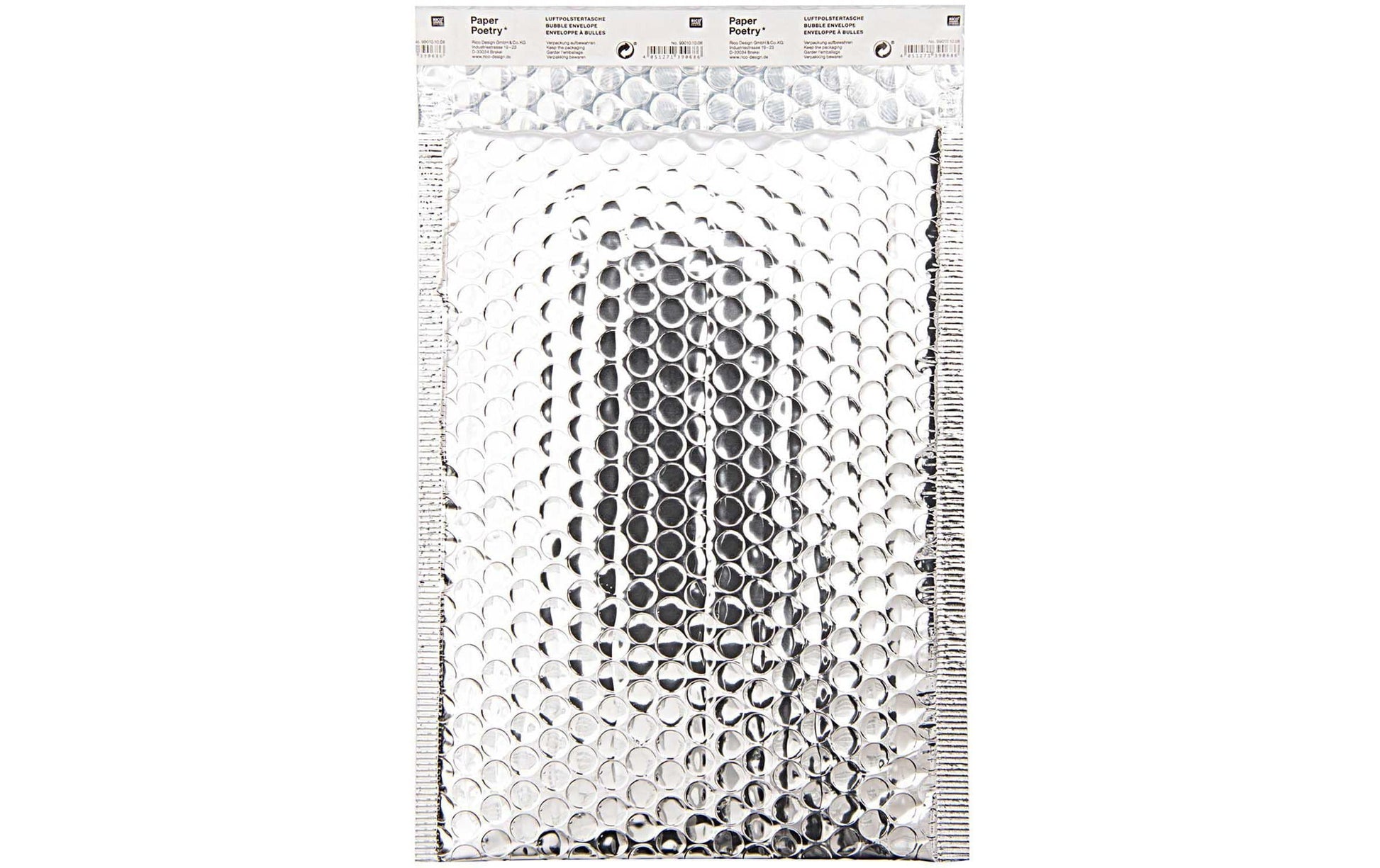 Rico Design Luftpolstertasche – B5, Lasche, Silber, Folie – 1 Stk.