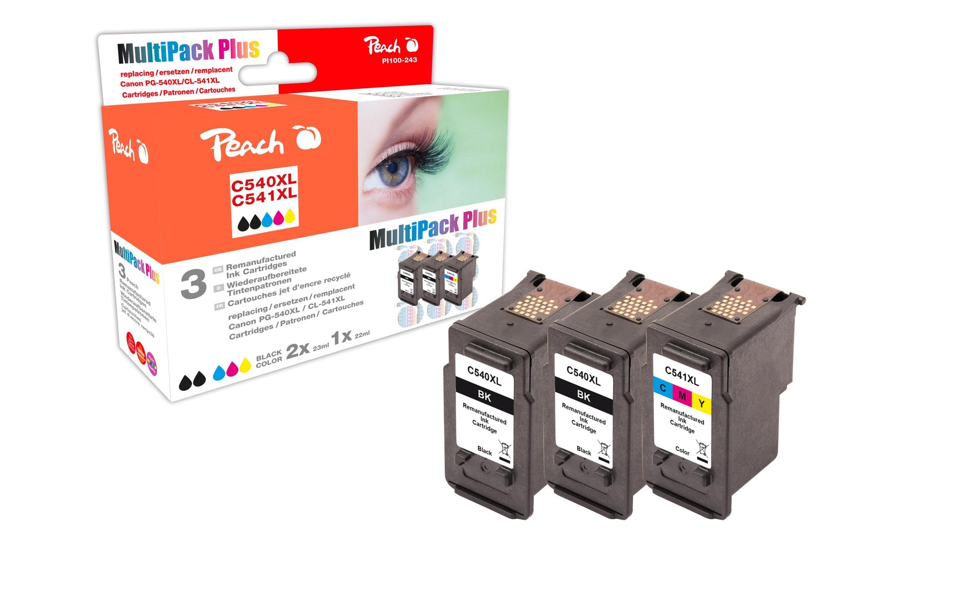 Peach Tintenpatronen-Multipack PG-540XL/CL-541, 2×23 ml – für Canon PIXMA MG2150, MG2250, MG3150 und andere