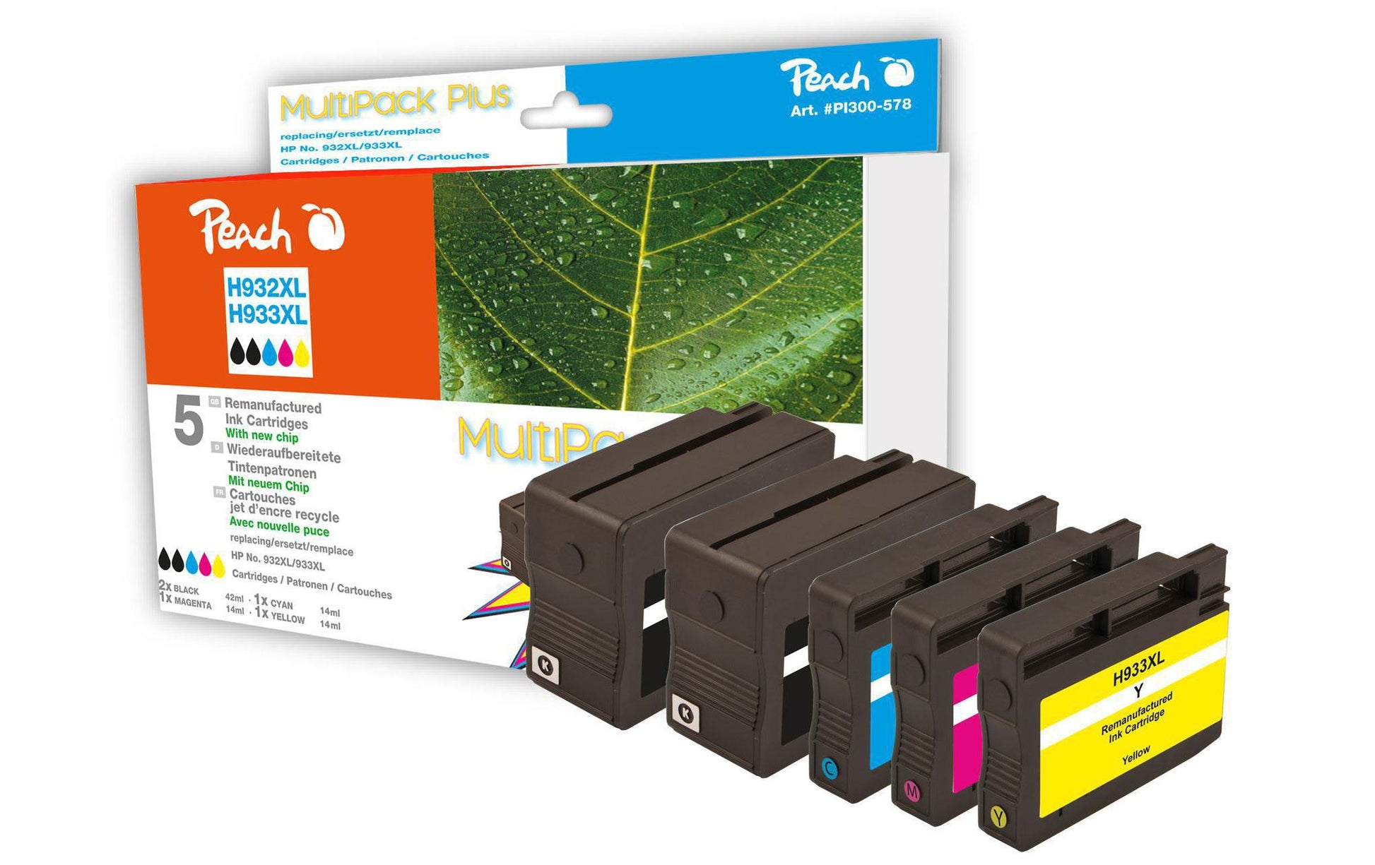 Peach 932XL/933XL Tintenpatronen-Multipack, 5er-Set (Kompatibel) – für HP OfficeJet 6100/6600 …