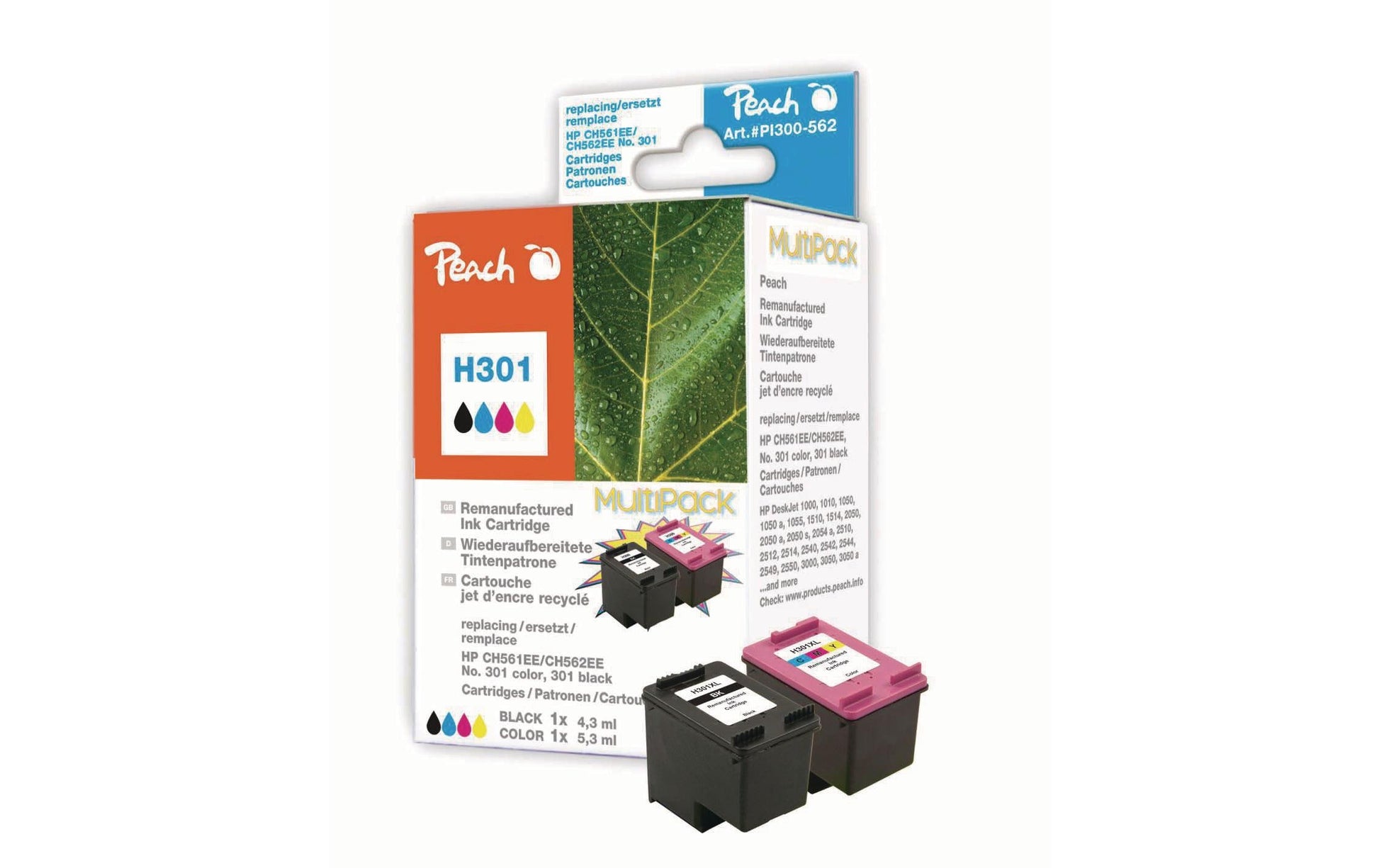Peach 301 Tintenpatronen-Multipack, Schwarz/Dreifarbig (Kompatibel) – für HP 301