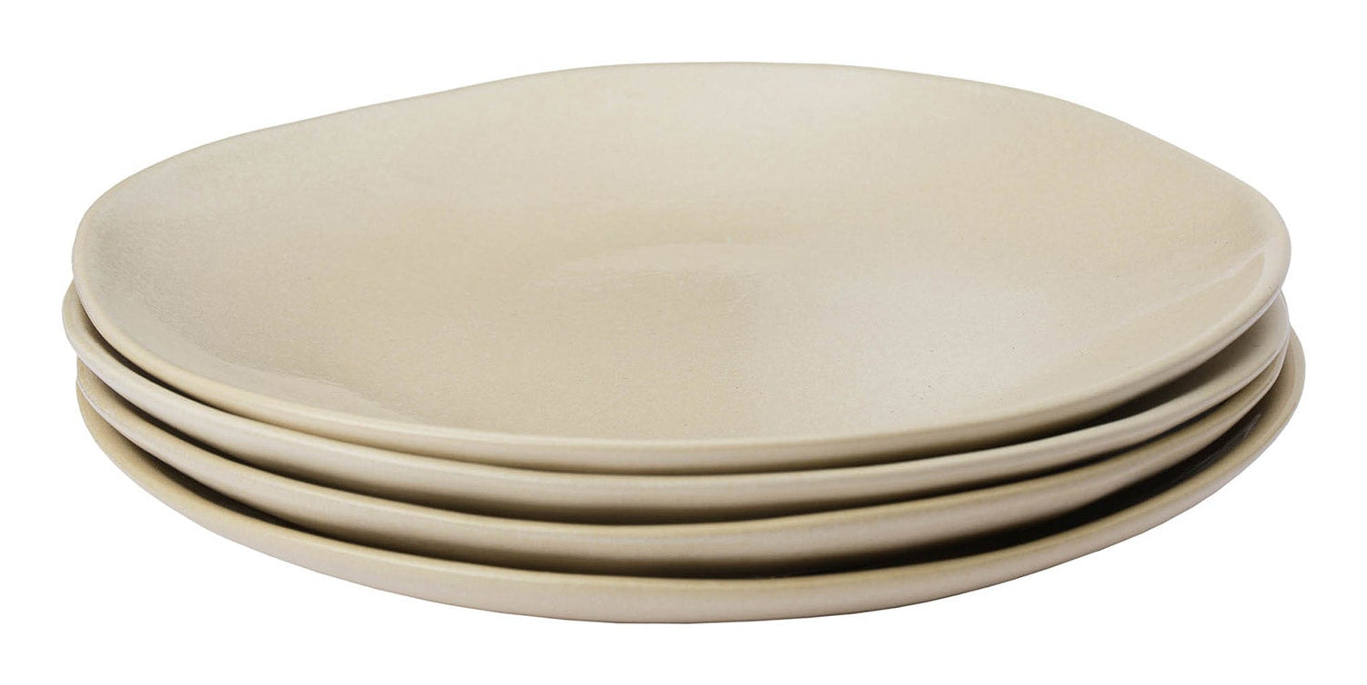 URBANARA Capela Speiseteller – Steingut, beige, Ø 28,0 cm, handgefertigt, spülmaschinenbeständig, 4 Stück