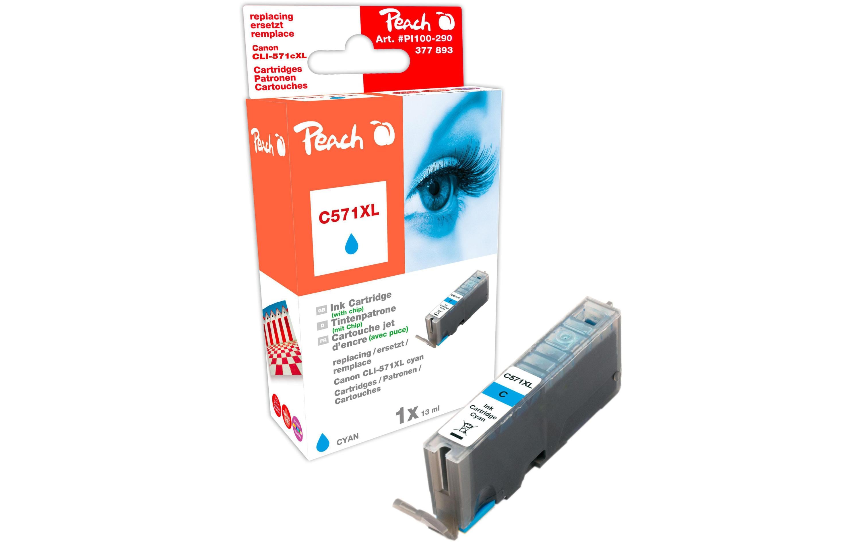 Peach CLI-571XL Cyan Tintenpatrone (Kompatibel) – 985 Seiten – für Canon Pixma MG 5700/5750/6800 …