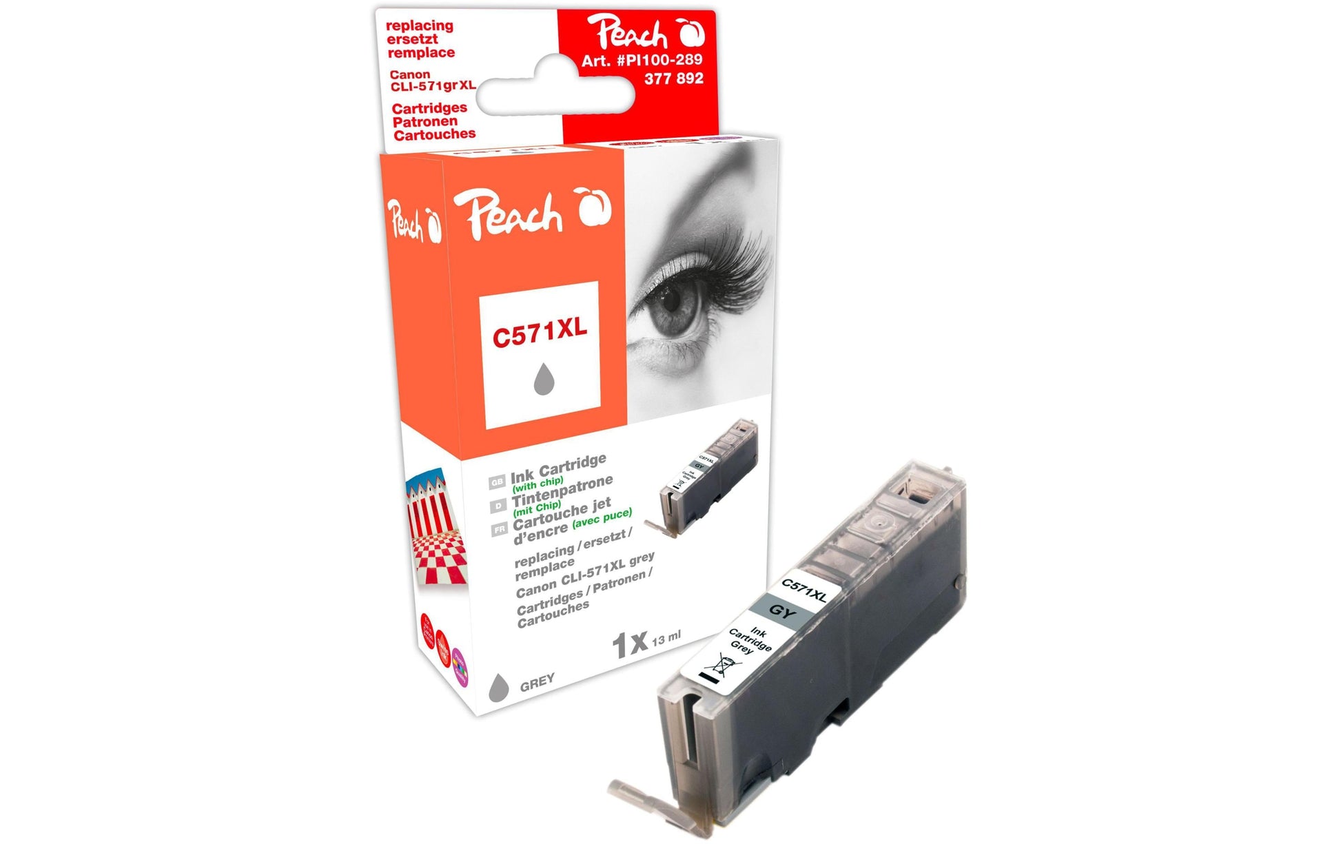 Peach CLI-571XL Grau Tintenpatrone (Kompatibel) – für Canon MG 5700/5750/6800, MG 7700/7750, TS 8000/9000