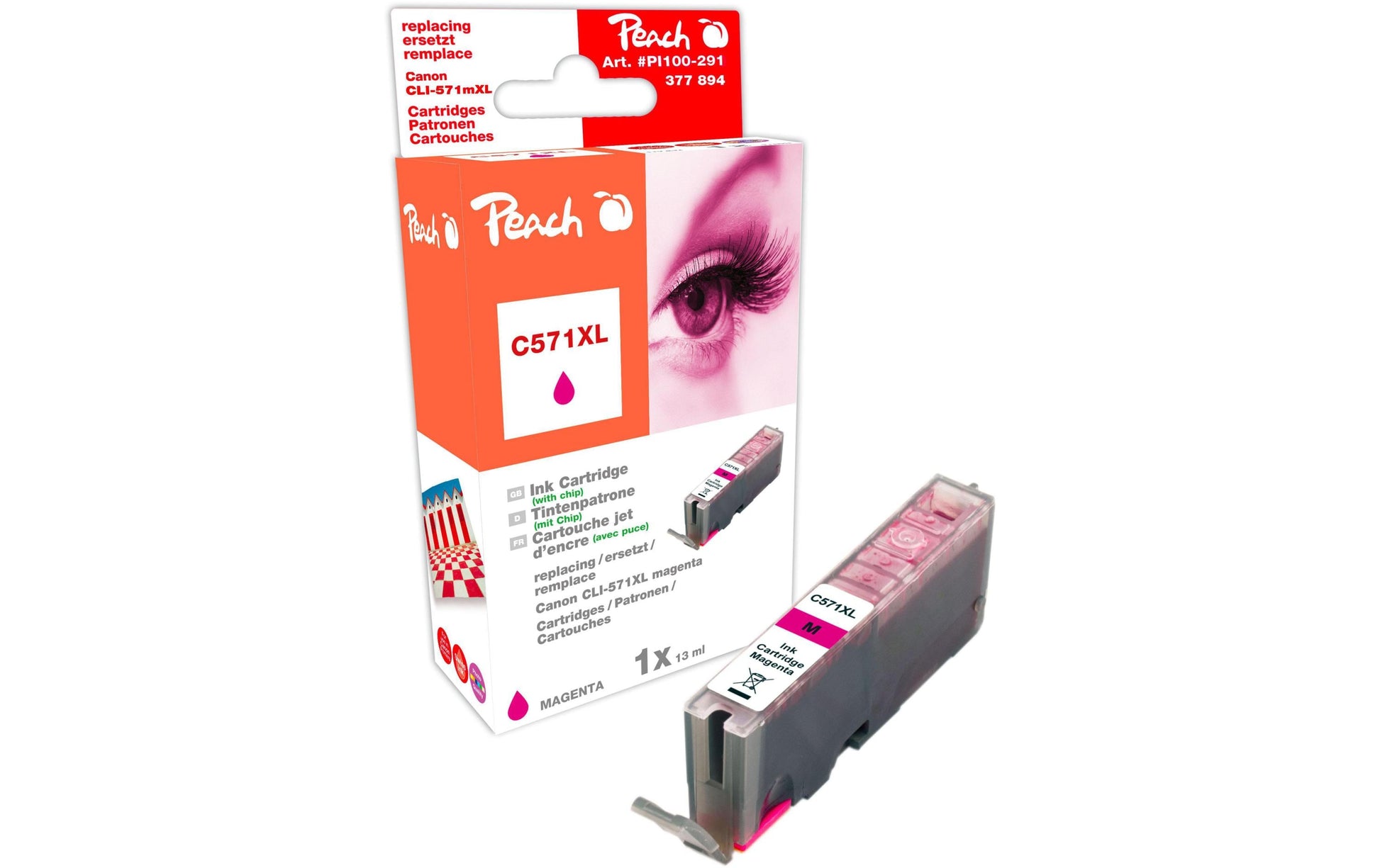 Peach CLI-571XL Magenta Tintenpatrone (Kompatibel) – 925 Seiten – für Canon Pixma MG 5700 Serie