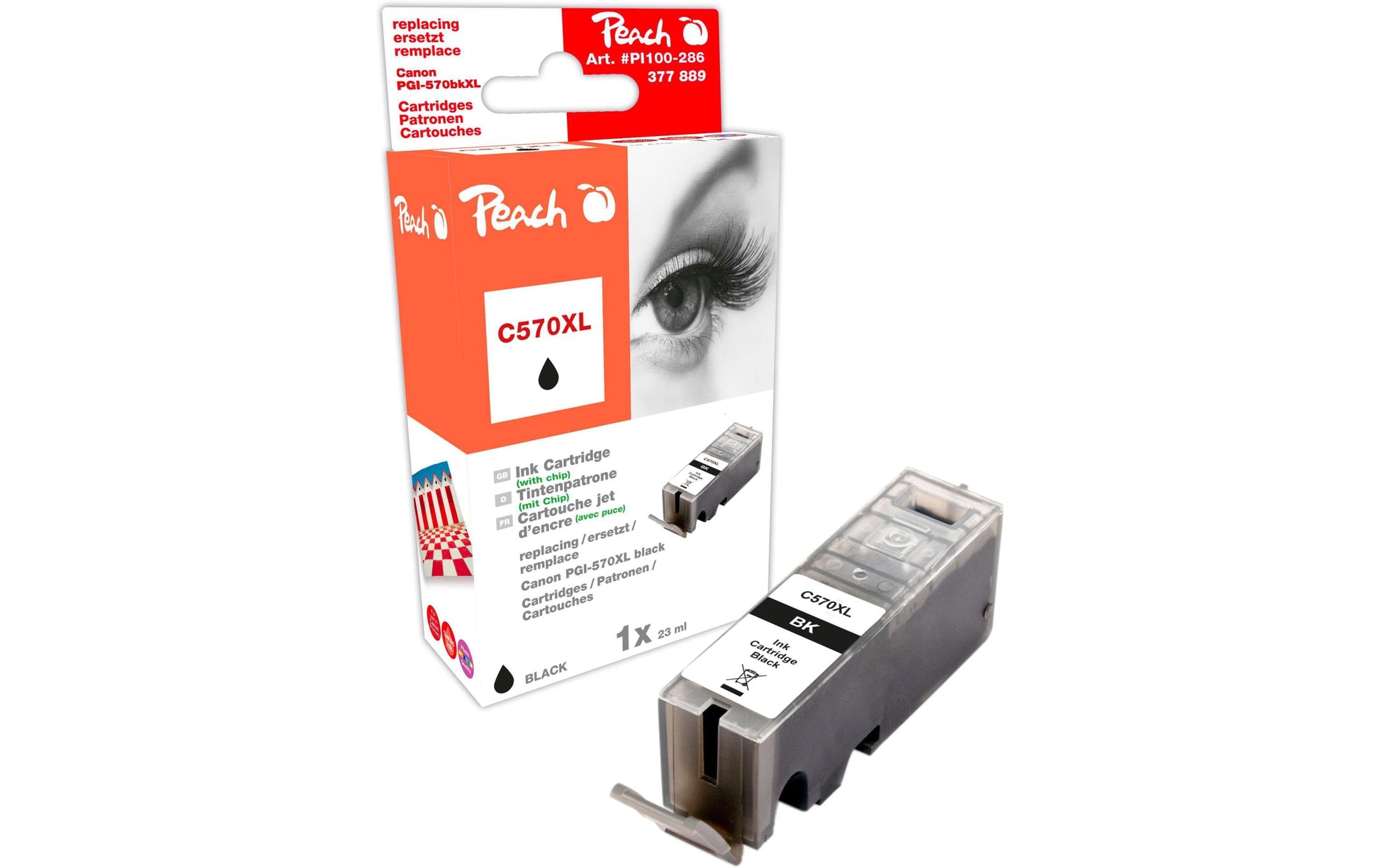 Peach PGI-570XL Schwarz Tintenpatrone (Kompatibel) – 510 Seiten – für Canon Pixma MG 5700 Serie