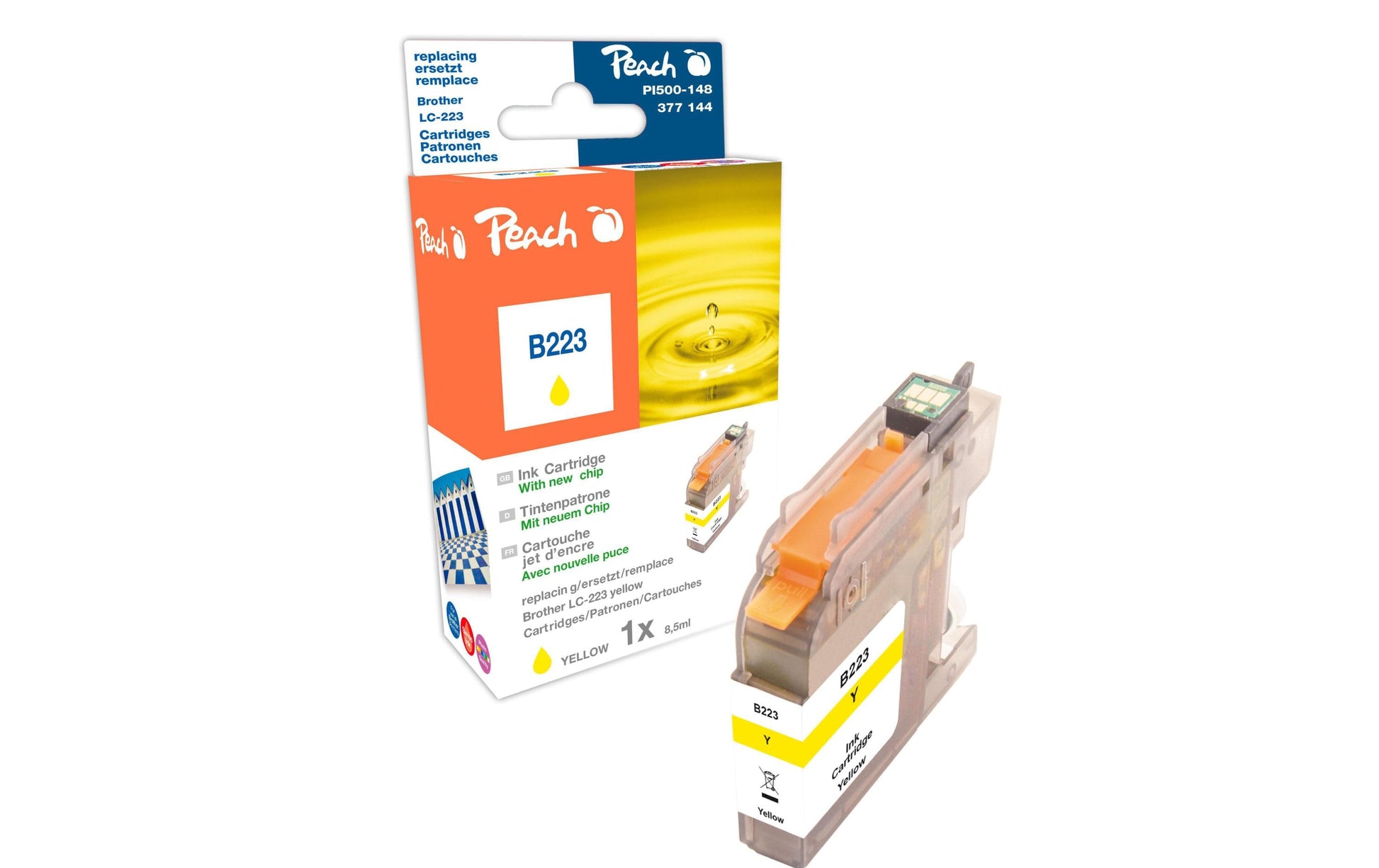 Peach LC-223Y Gelbe Tintenpatrone (Kompatibel) – 695 Seiten – für Brother MFCJ 1100 Serie