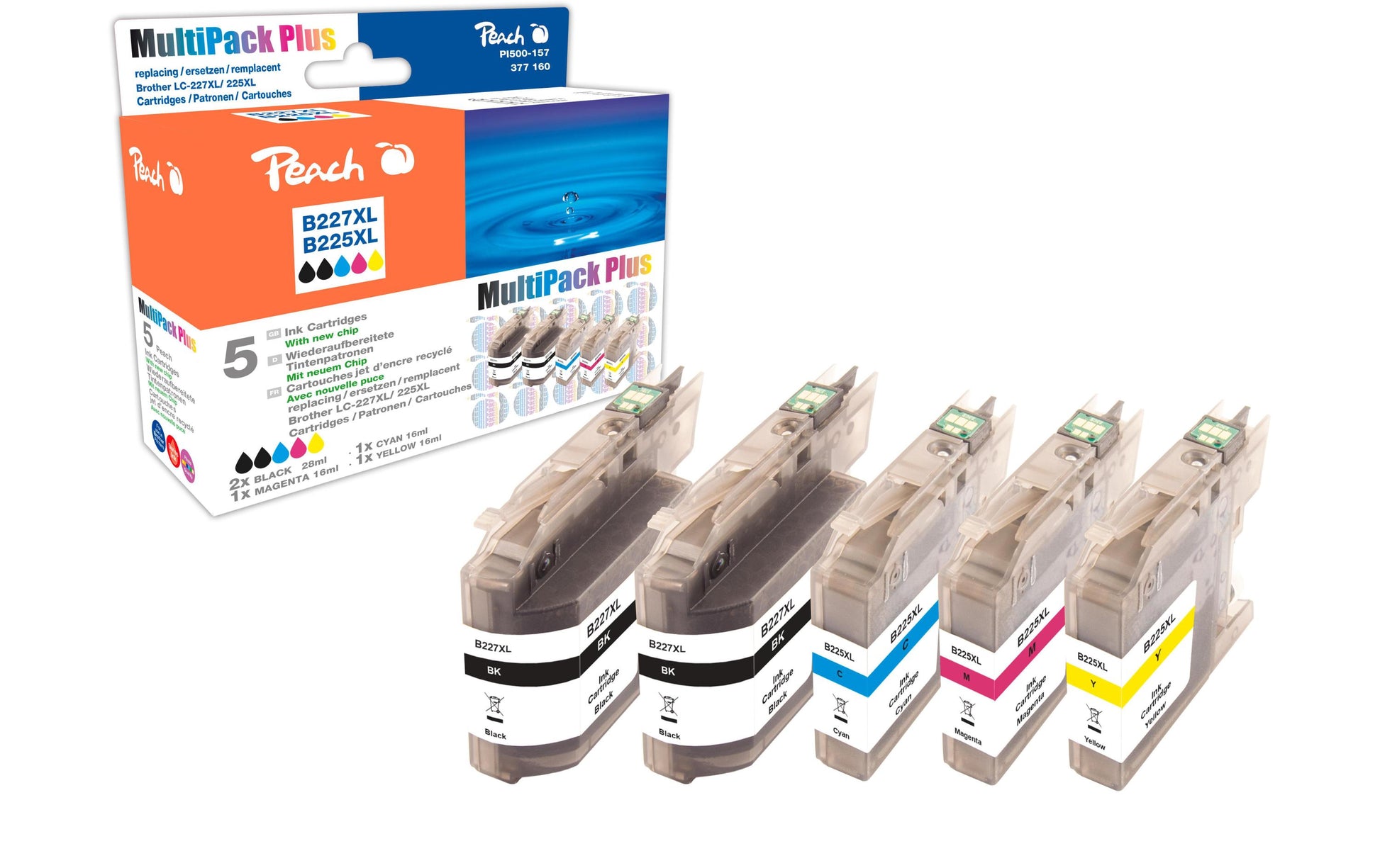 Peach Tintenpatronen-Multipack XL, kompatibel – für Brother DCPJ 4120 DW, MFCJ 4420 DW, MFCJ 4425 DW und andere