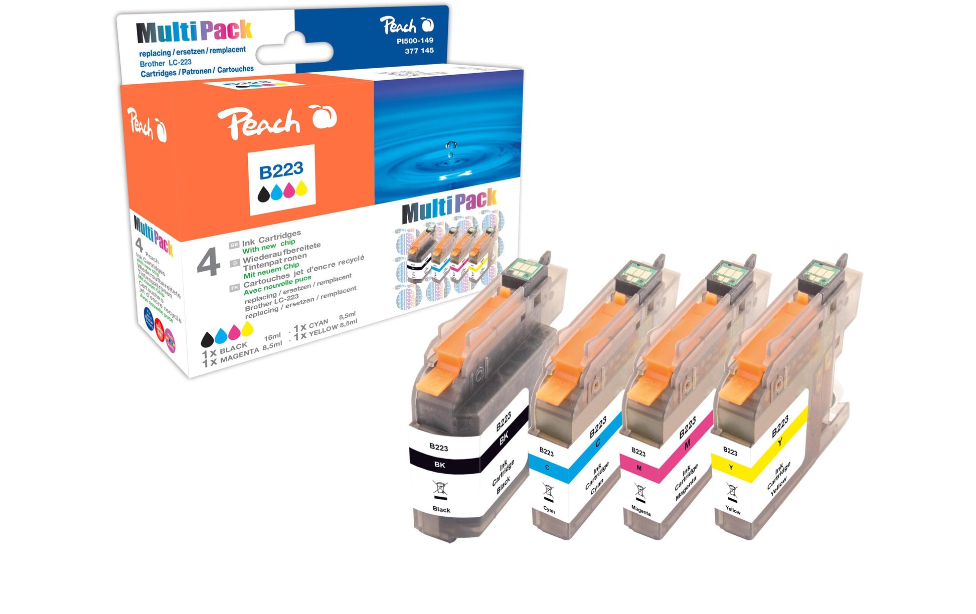 Peach Tintenpatronen-Multipack, CMYK, 4er-Pack, kompatibel – für Brother MFC-J 5720 und andere