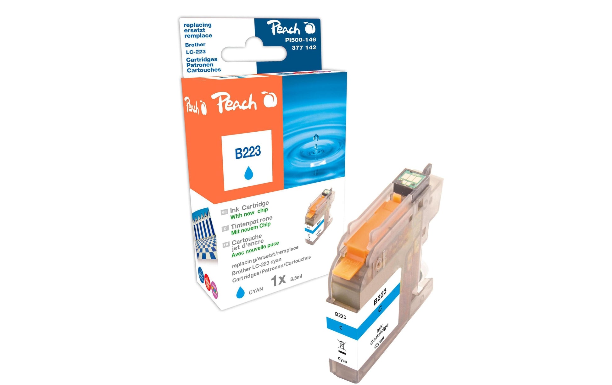 Peach LC-223C Cyan Tintenpatrone (Kompatibel) – 795 Seiten – für Brother DCP-J4120/DCP-J562, MFC-J1100 Serie