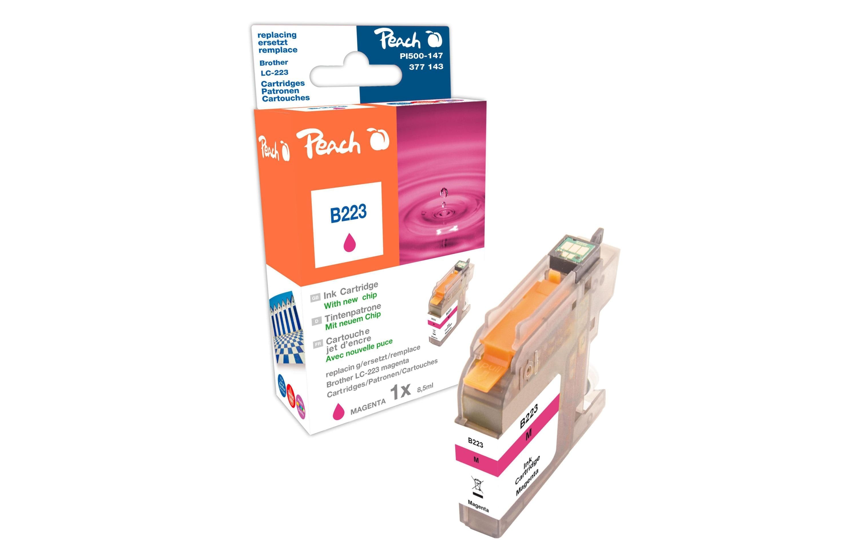 Peach LC-223M Magenta Tintenpatrone (Kompatibel) – 665 Seiten – für Brother DCPJ 4120/562 DW, MFCJ 5720 DW
