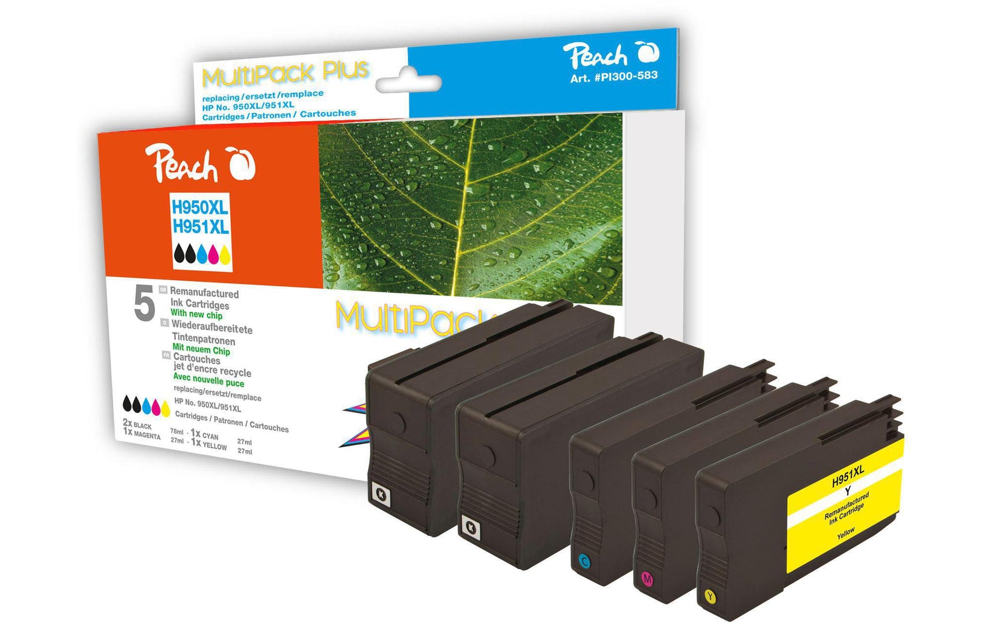 Peach Tintenpatronen-Multipack 951XL, XL, kompatibel – für HP Officejet Pro 251dw, 276dw, 8610 und andere