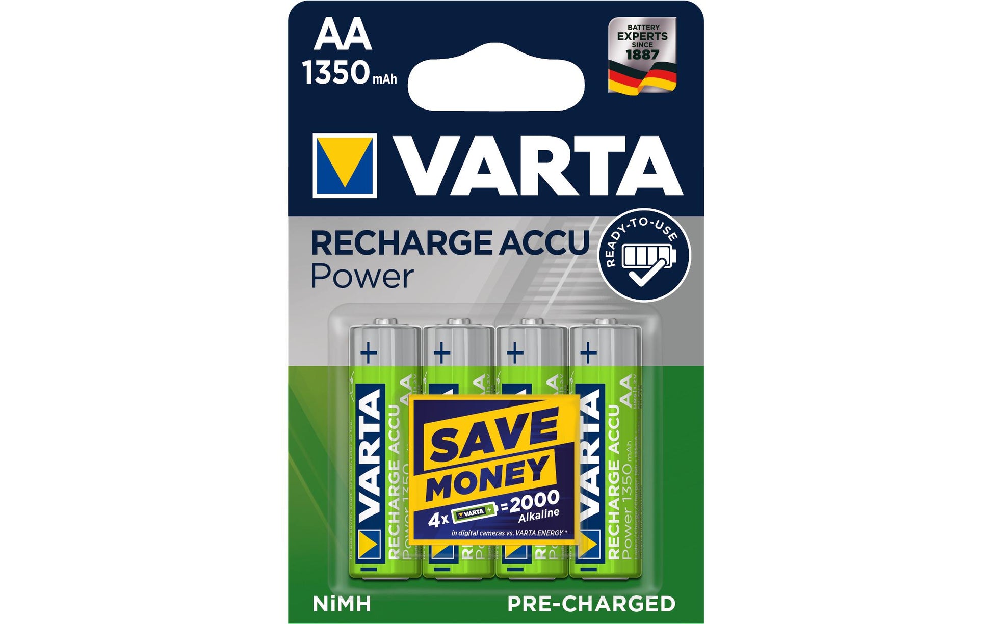 Varta Akku 1,2 V 1350 mAh 1,62 Wh Ni-MH – für Geräte