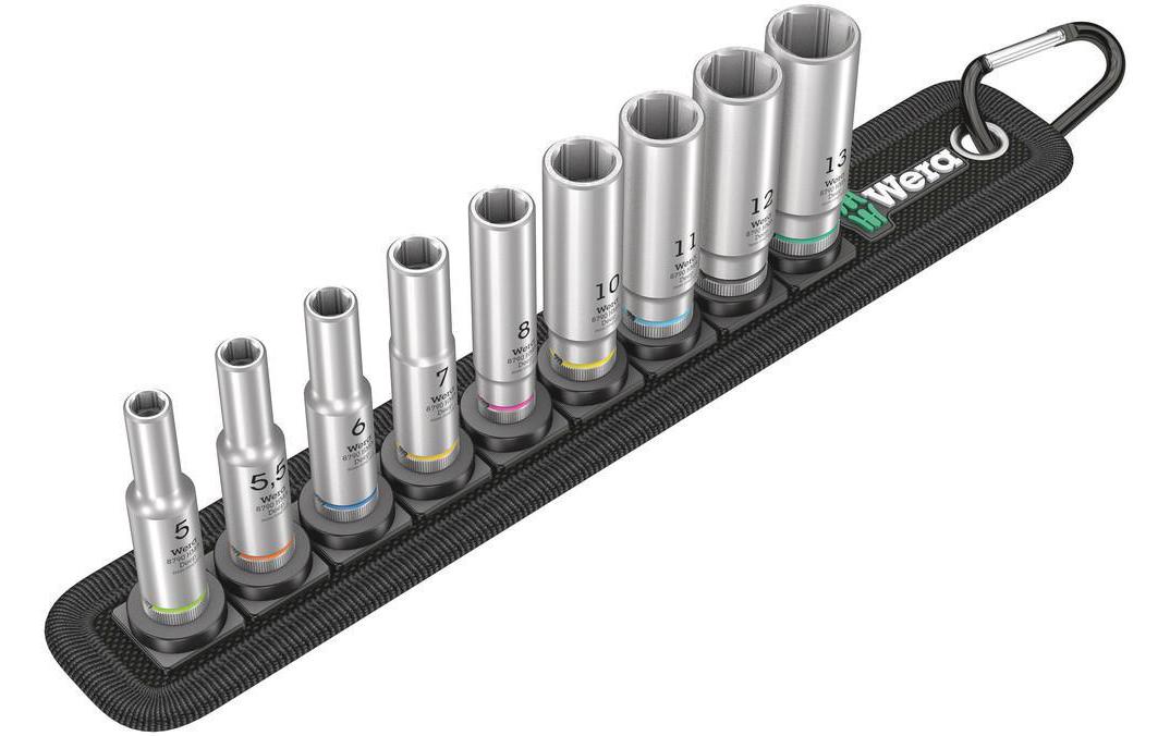 Wera Belt A – Stecknuss-Satz 1/4", 5/5,5/6 … mm, 9-teilig, Belt, 05004525001