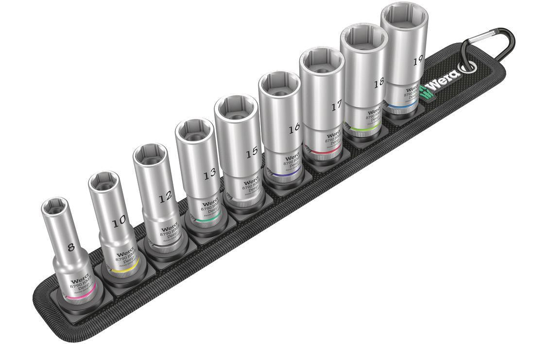 Wera Belt B Deep – Stecknuss-Satz 3/8" 8/10/12 … mm, 9-teilig, Belt, 05004545001
