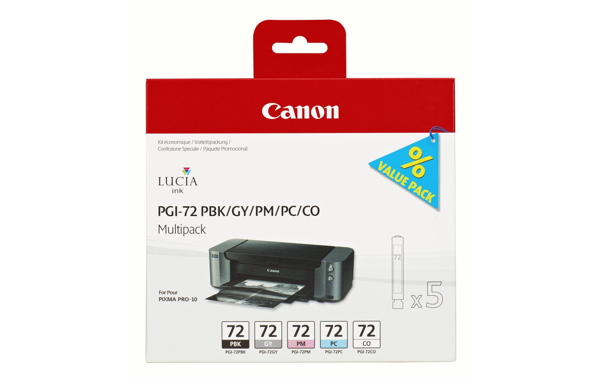 Canon Tintenpatronen-Multipack PGI-72PBK/GY/PM/PC/C, 5er-Pack – für Inkjet-Multifunktionsgeräte