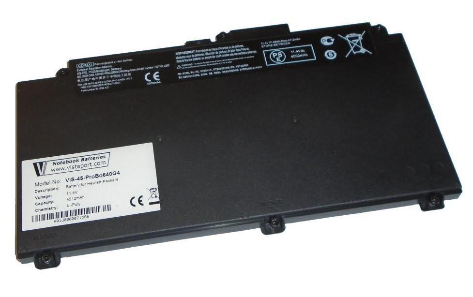 Vistaport Notebook-Akku – für HP ProBook 640 G4, 645 G4, 650 G4 – 48 Wh, 11,4 V (4 Zellen) – Schwarz