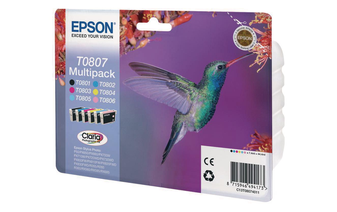 Epson Tintenpatronen-Multipack T0807, CMYK, 6er-Pack