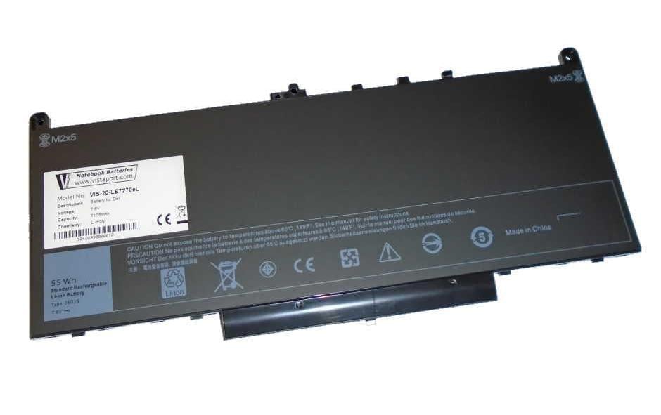 Vistaport Notebook-Akku – für Dell Latitude E7270, E7470 – 54 Wh, 7,6 V (4 Zellen) – Schwarz
