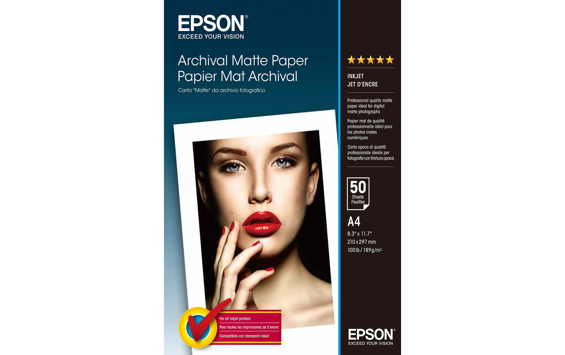 Epson Fotopapier – matt, A4, 192 g/m² – für Inkjet-Drucker