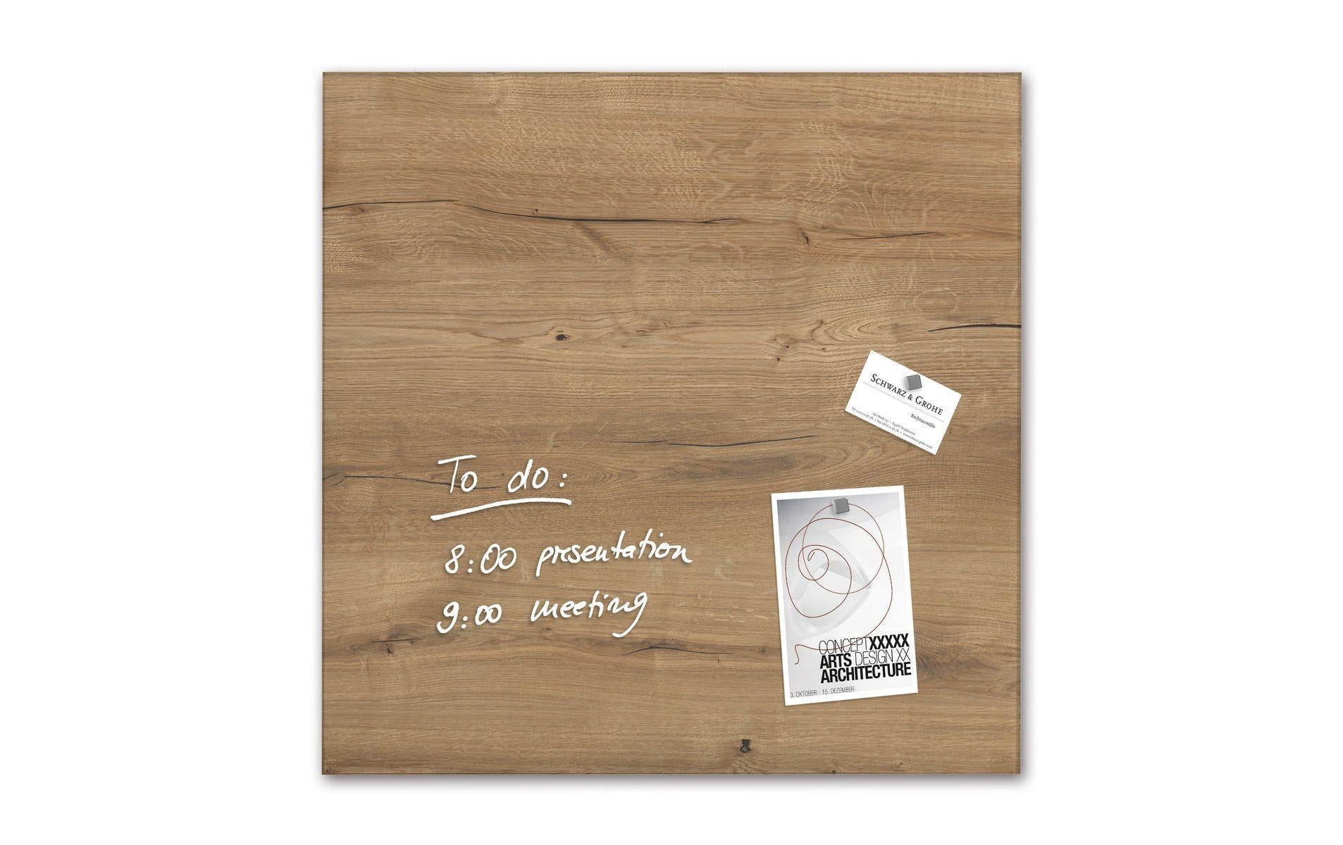 Sigel Whiteboard – 48 × 48 cm, Glas, magnetisch, Wandmontage, inkl. SuperDym Magnetwürfel, Montagesatz