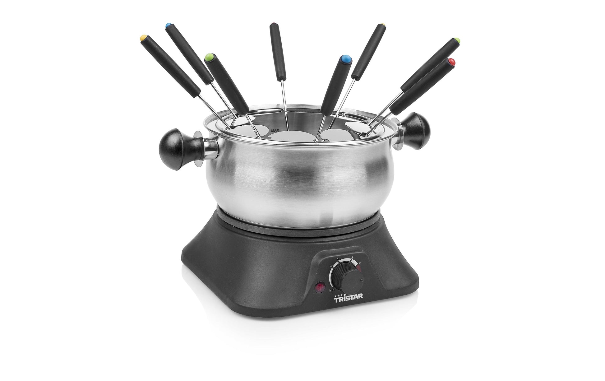 Tristar Fondue-Set FO-1109 – Edelstahl, 1,3 l, 8 Personen, elektrisch – schwarz/Edelstahl