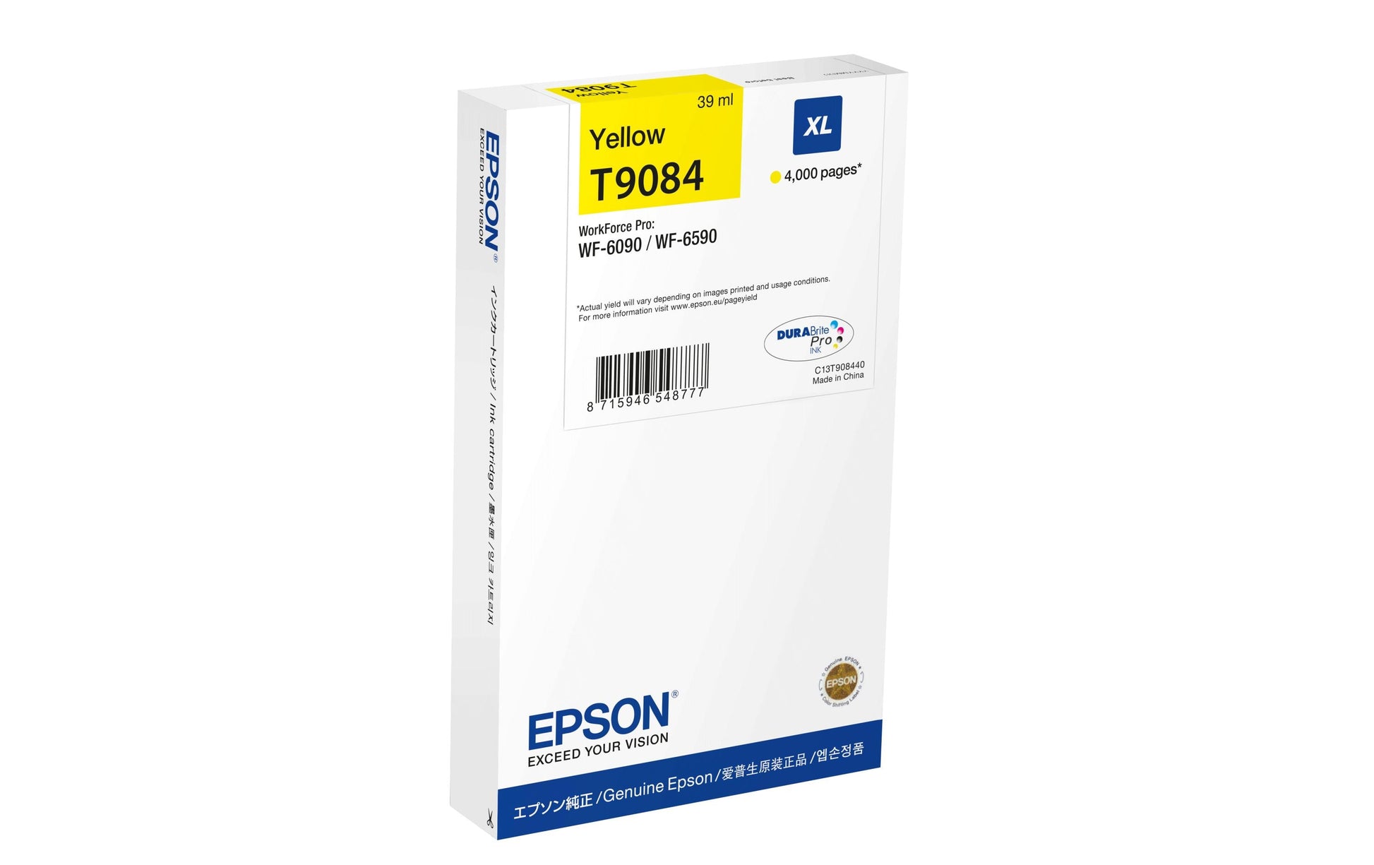 Epson Tintenpatrone C13T908440, Gelb, XL, 4'000 Seiten, Original – für WorkForce Pro WF-6090, WF-6590