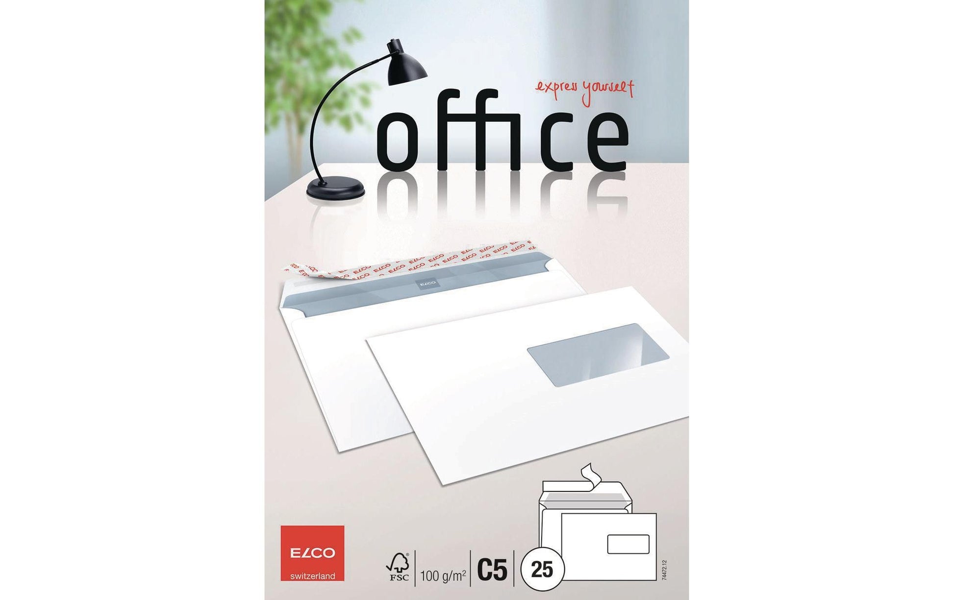 Elco Couvert C5 (229 × 162 mm), mit Fenster, selbstklebend (Optifix), hochweiss, 100 g/m² – 25 Stk.