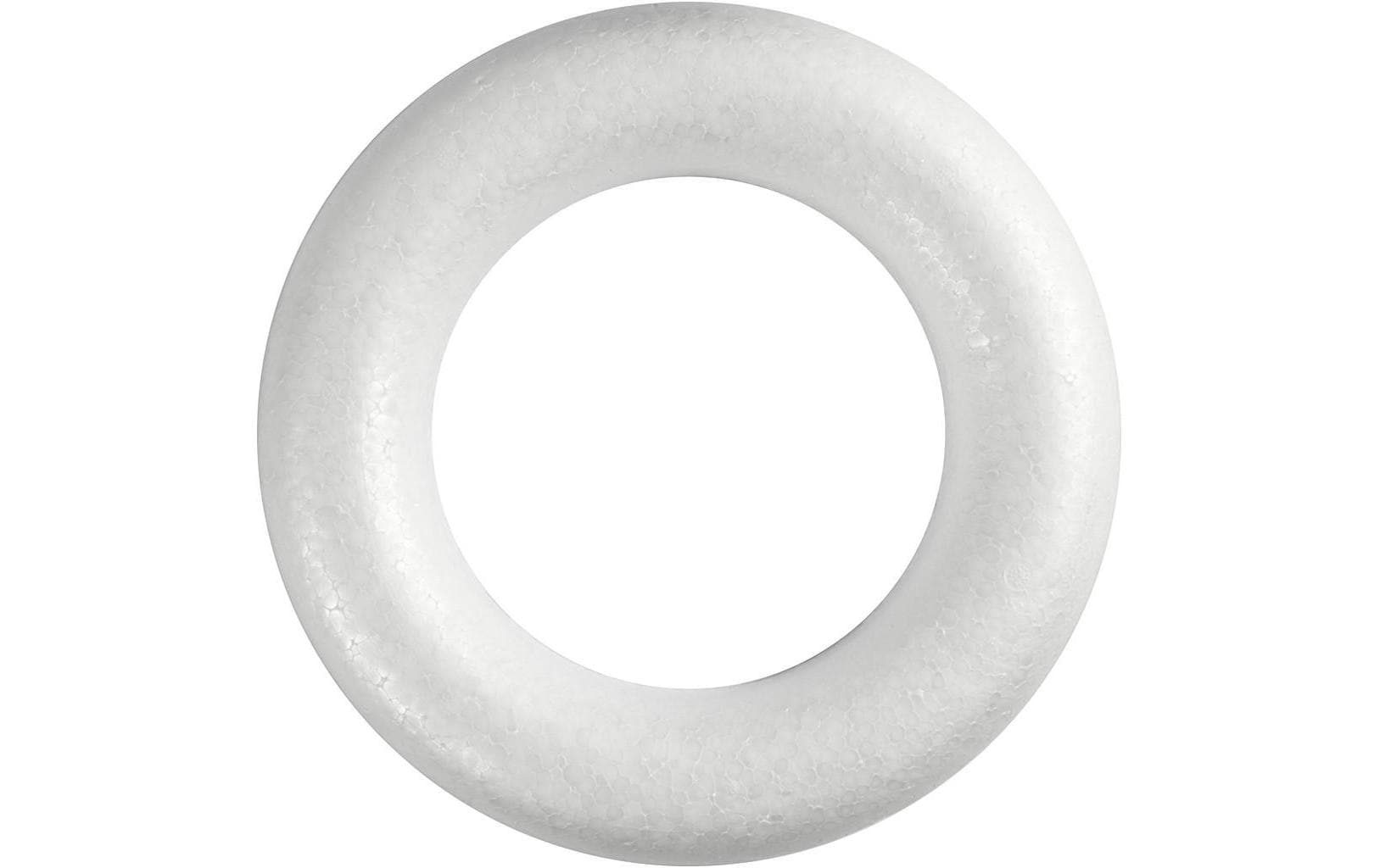 Creativ Company Strohkranz, Styropor, Weiss, Ø 30 cm, Höhe 3 cm, 1 Stk., unten flach, 54350