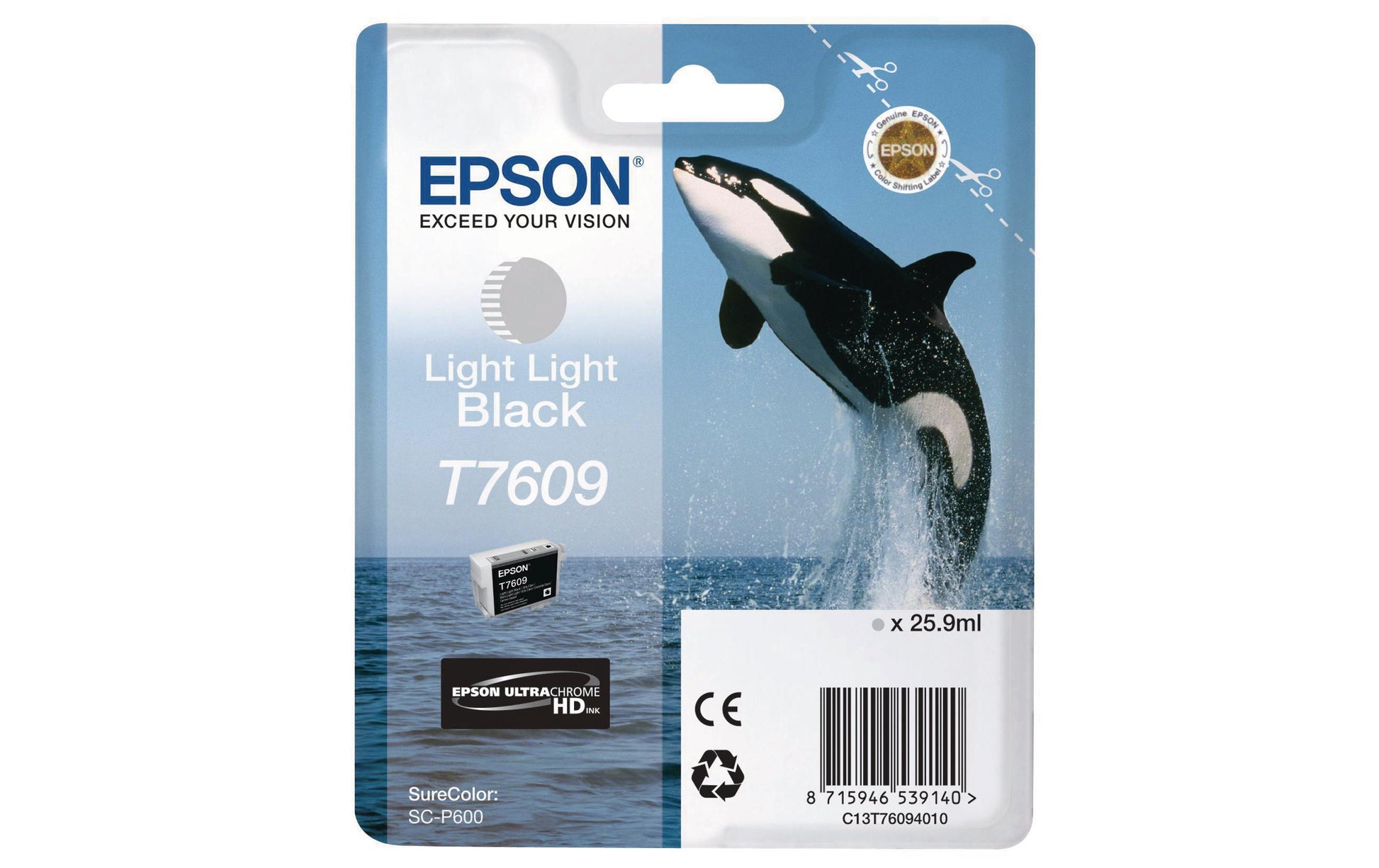 Epson Tintenpatrone T7609, Schwarz, 25,9 ml – für Inkjetdrucker/Multifunktionsgeräte