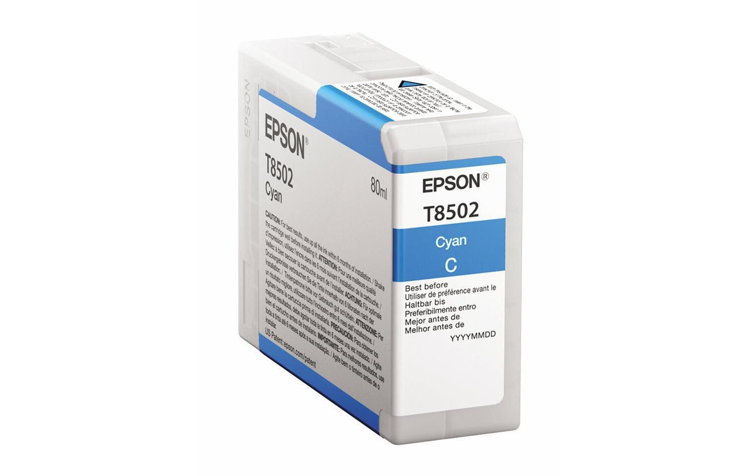 Epson Tintenpatrone T8502, cyan, 80 ml – für Inkjetdrucker/Multifunktionsgeräte