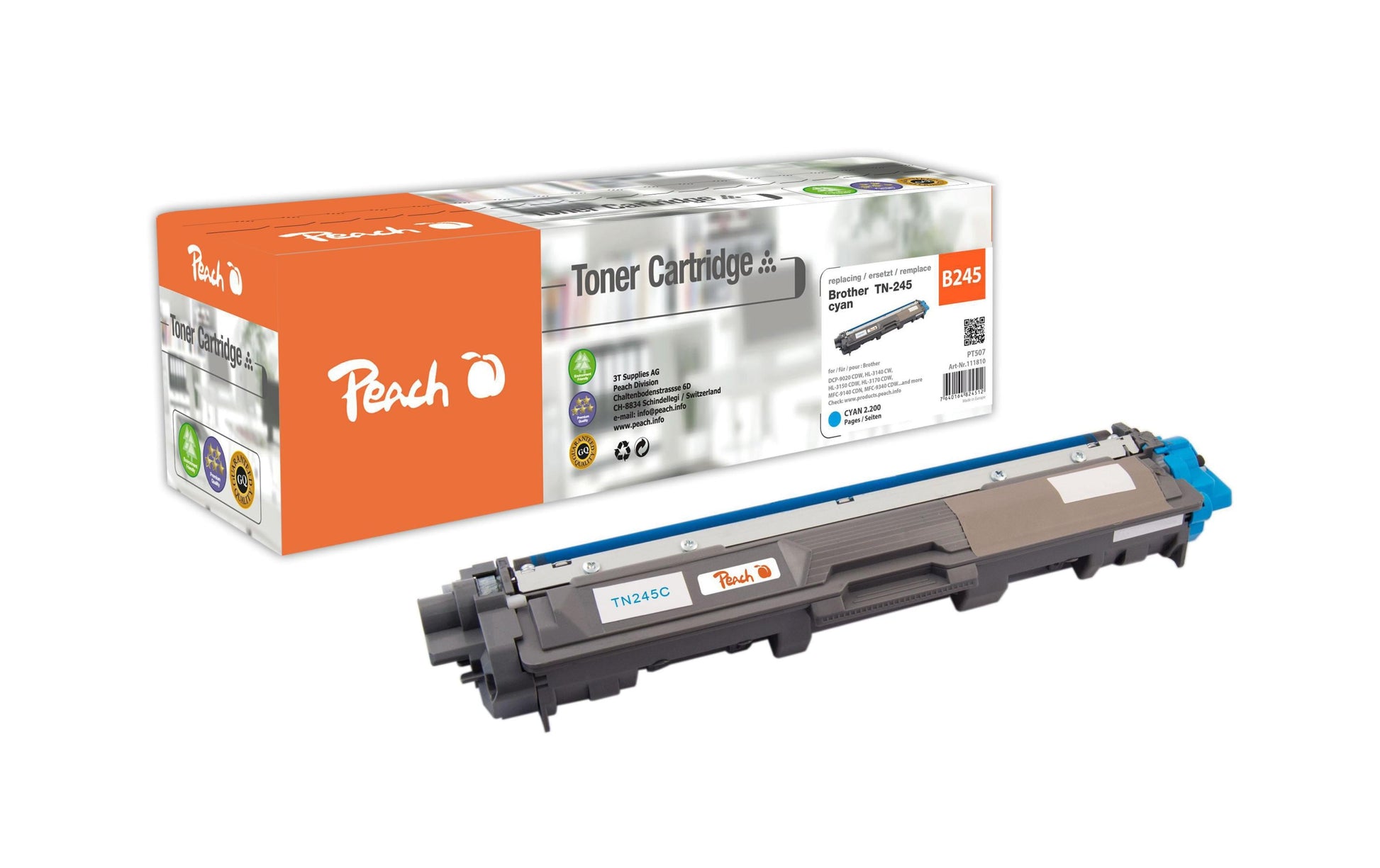 Peach TN-245c (0F111810) Cyan Toner – kompatibel – 2'200 Seiten – für Brother DCP-9015 CDW/DCP-9020 CDW und andere