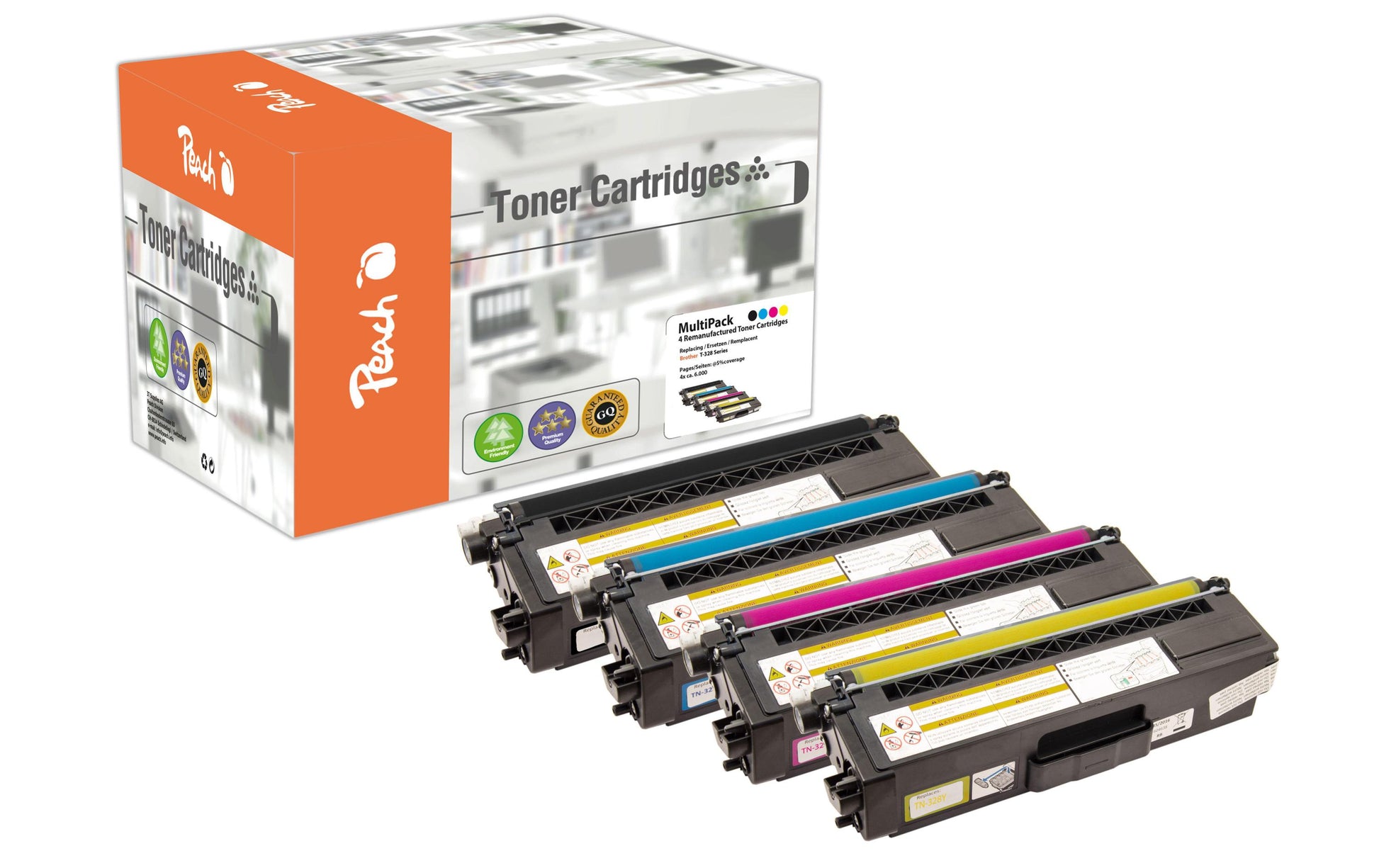 Peach Toner-Multipack – BK/C/M/Y, 6000 Seiten – für Brother DCP-9270 CDN/HL-4500 Serie/HL-4570 CDW und andere
