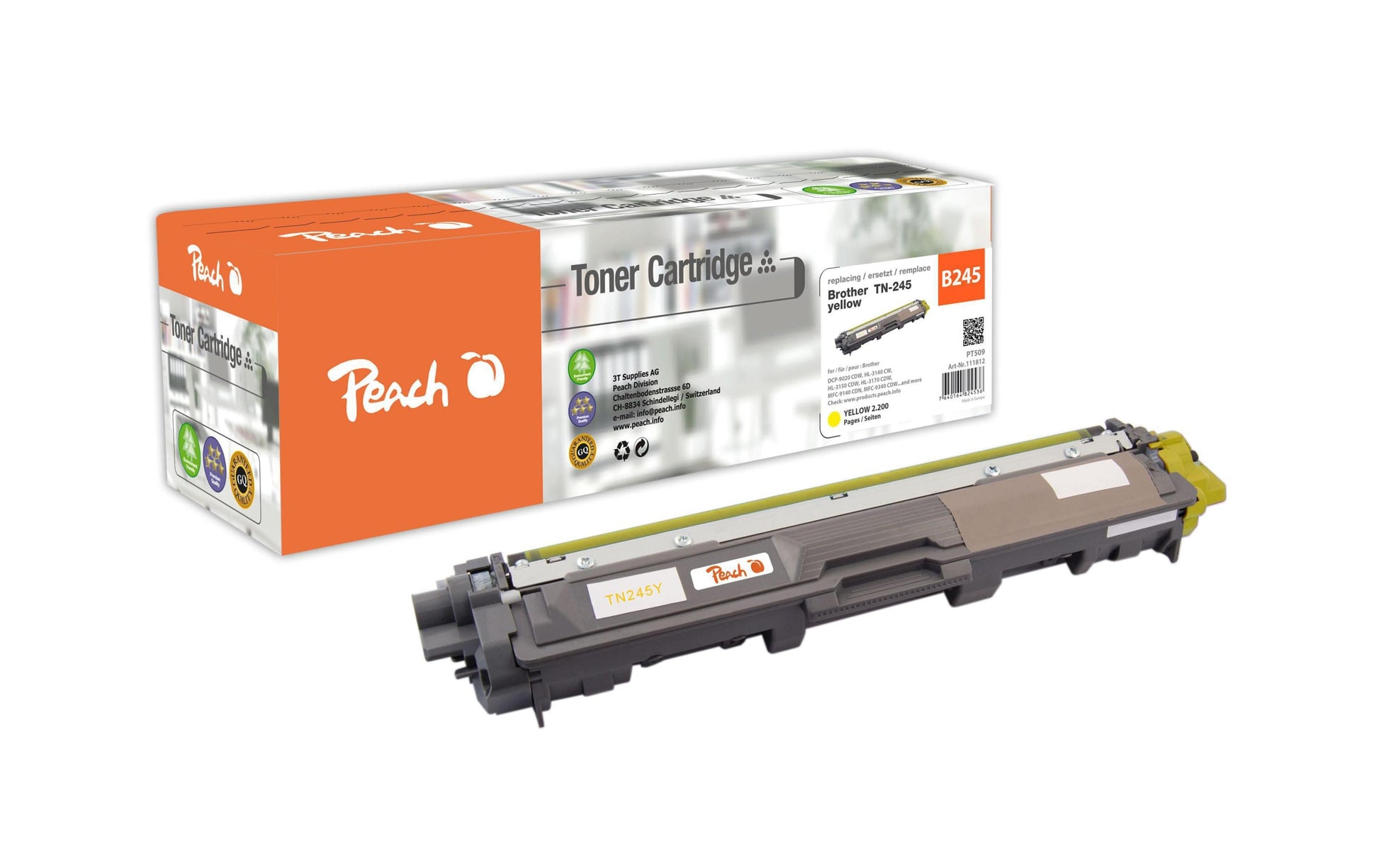Peach Toner TN-245y – gelb, 2200 Seiten – für Brother DCP-9015 CDW/DCP-9020 CDW/HL-3140 CW und andere
