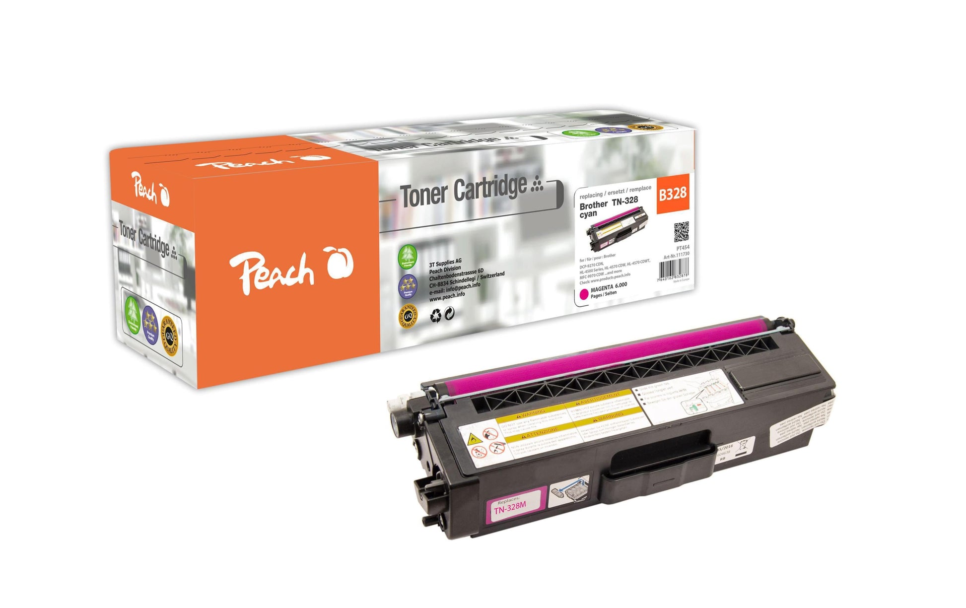 Peach TN-328M Magenta Toner – kompatibel – 6'000 Seiten – für Brother DCP-9270/HL-4500/HL-4570 und andere