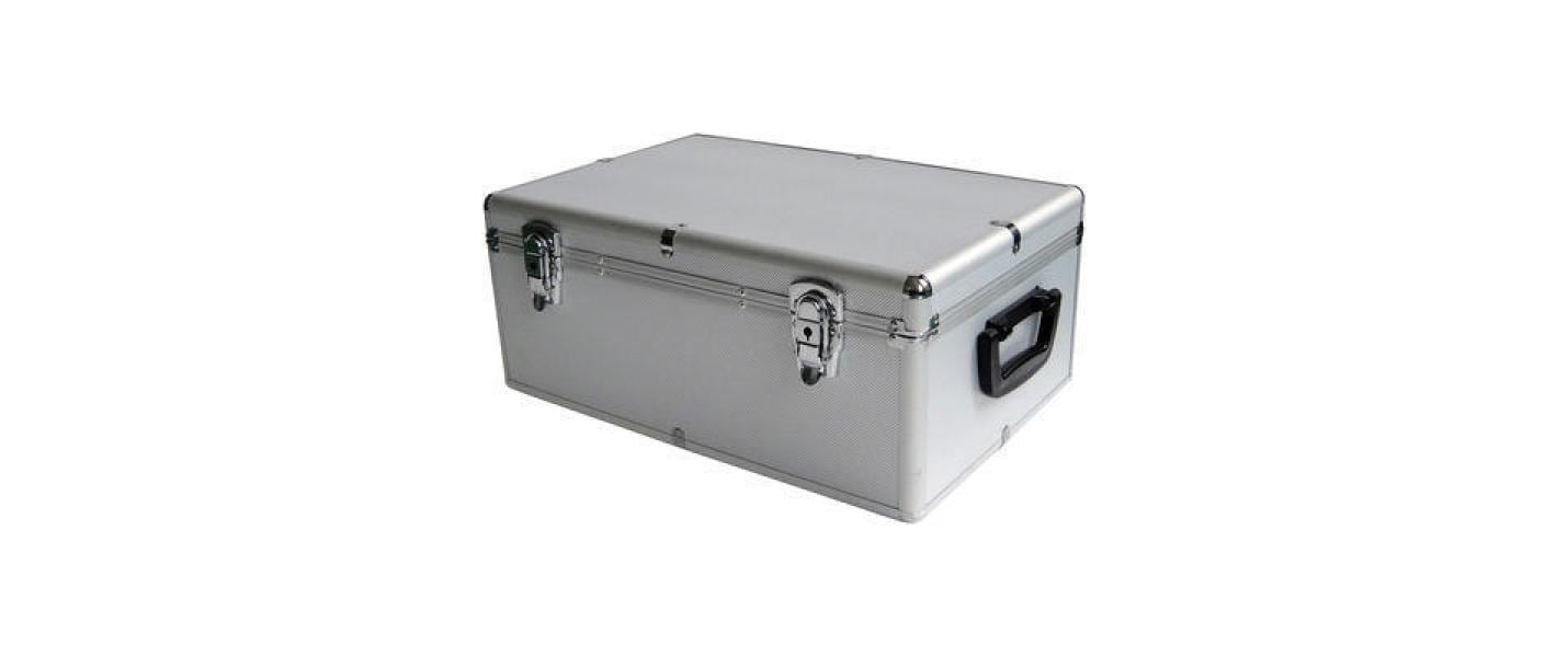 MediaRange BOX77 CD-Koffer für 500 Disks – Fleece, Kunststoff, Holz, Silber, 447 × 300 × 180 mm