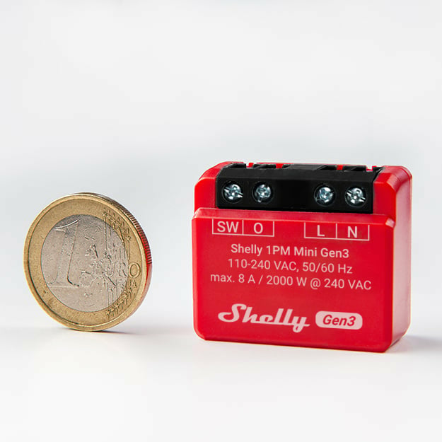 Shelly 1PM Mini Gen3 – Smart-Steckdose – WLAN, 8 A, Verbrauchsmessung – für Amazon Alexa, Google Assistant