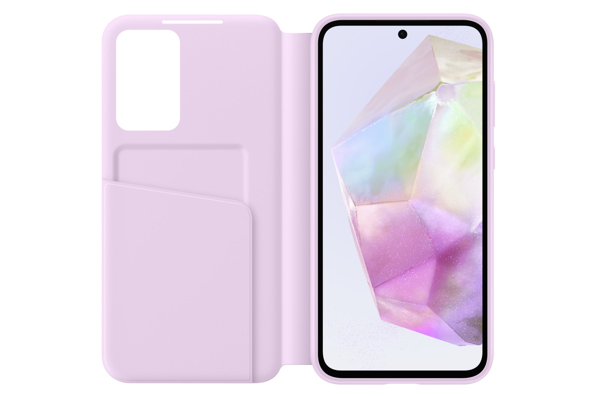 Samsung Smart View Wallet Hülle – für Samsung Galaxy A35 5G, Lavendel, mit interaktivem Fenster