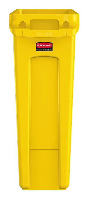 Rubbermaid Recyclingbox Slim Jim – 87 l – Kunststoff, rechteckig – gelb, ohne Deckel, mit Lüftungskanälen