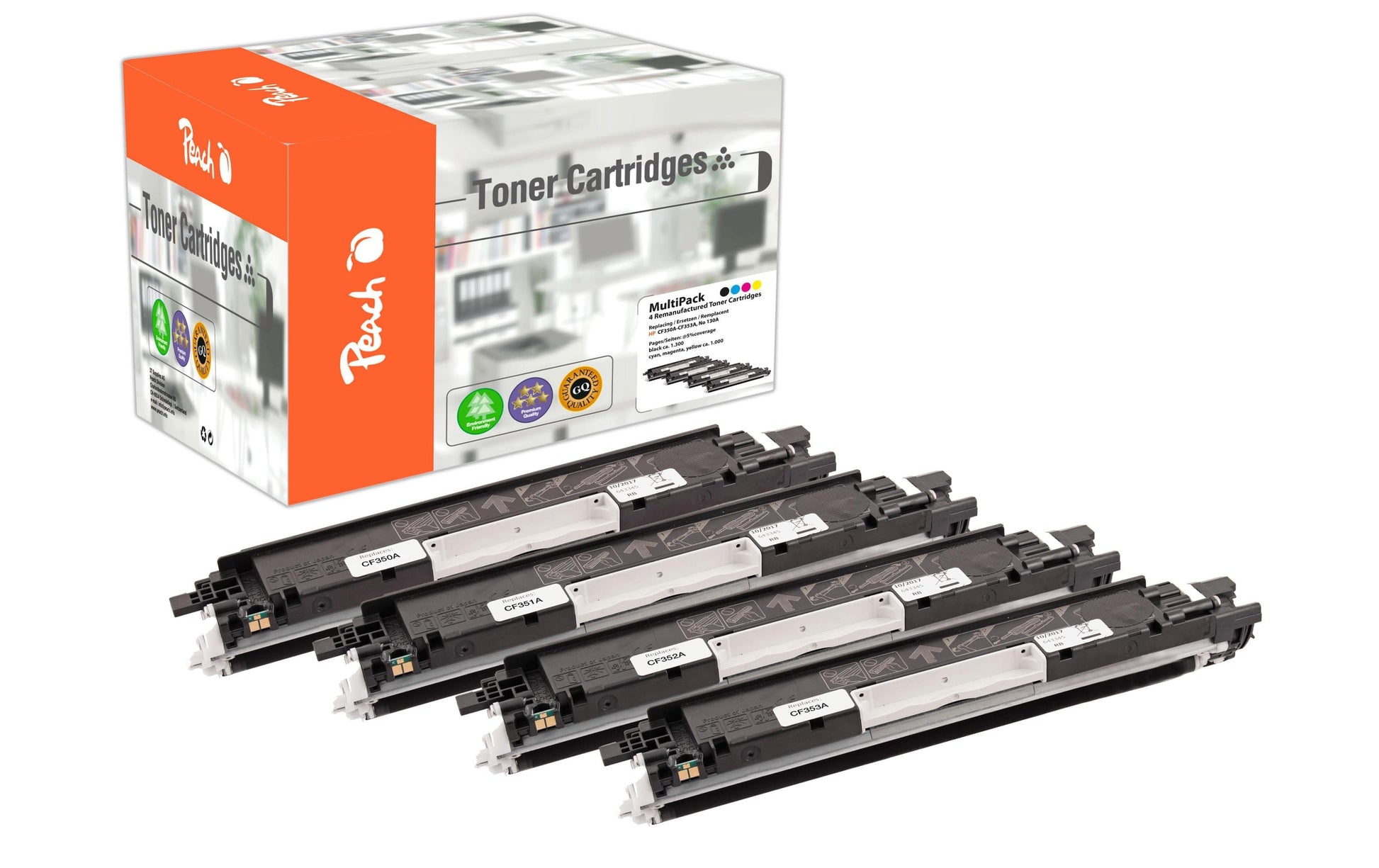 Peach Toner-Multipack CF35A – BK/C/M/Y, 1000 Seiten – für HP Color LaserJet Pro MFP M170/M176/M177 und andere