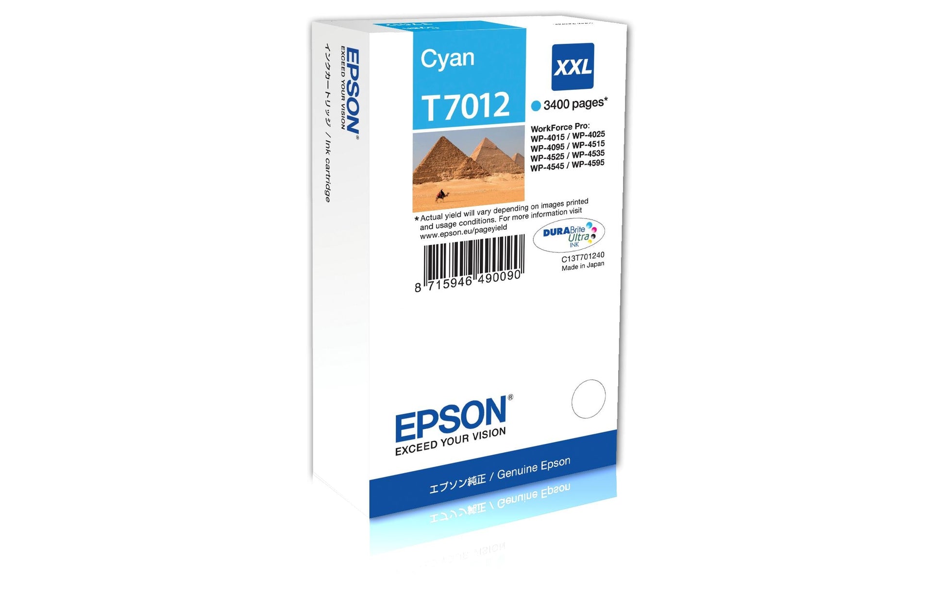 Epson Tintenpatrone T7012, cyan, 3'400 Seiten – für Inkjetdrucker/Multifunktionsgeräte