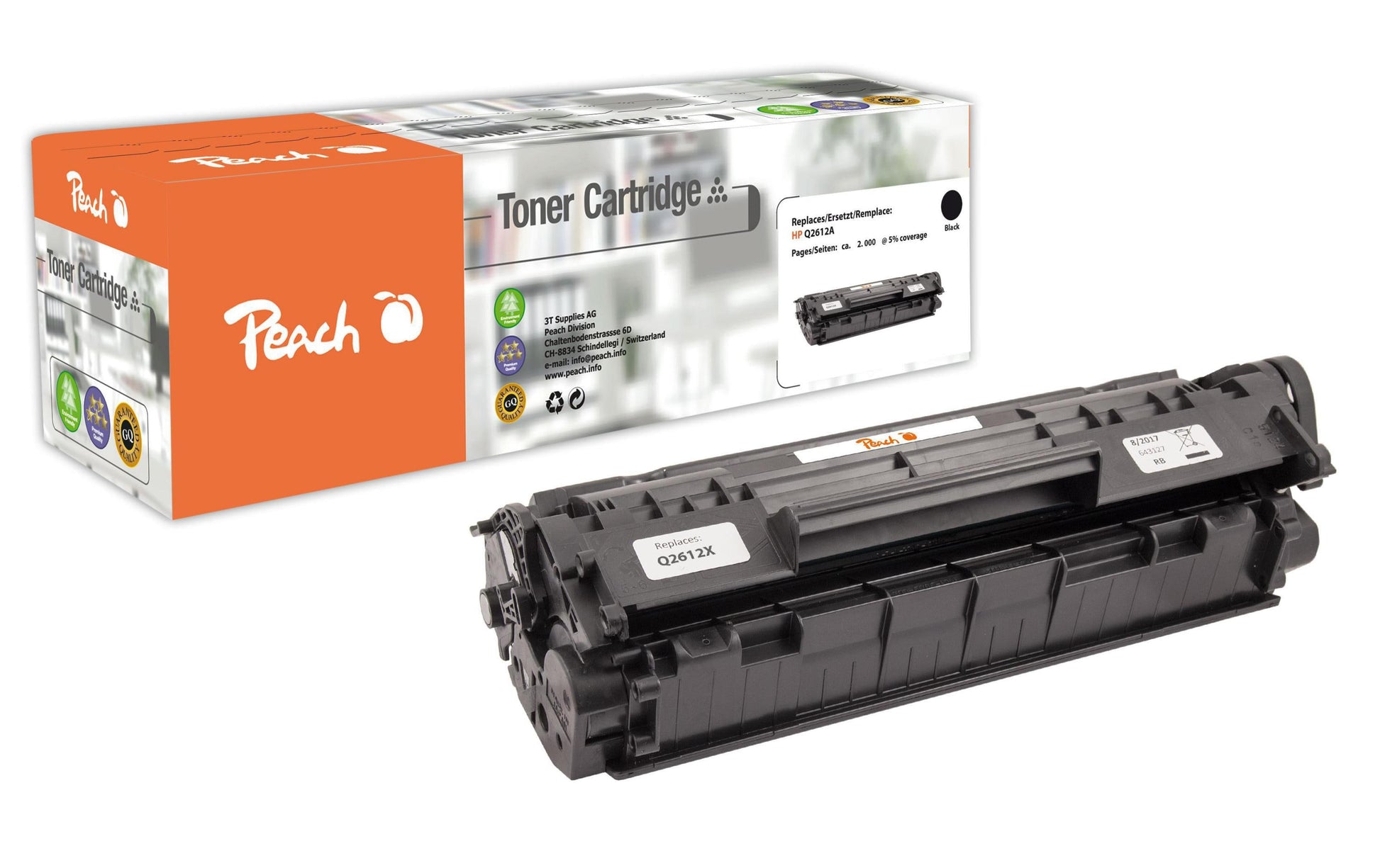 Peach Q2612A Schwarz Toner – Kompatibel – 3'000 Seiten – für HP LaserJet 1010/1010w/1012 u. a.