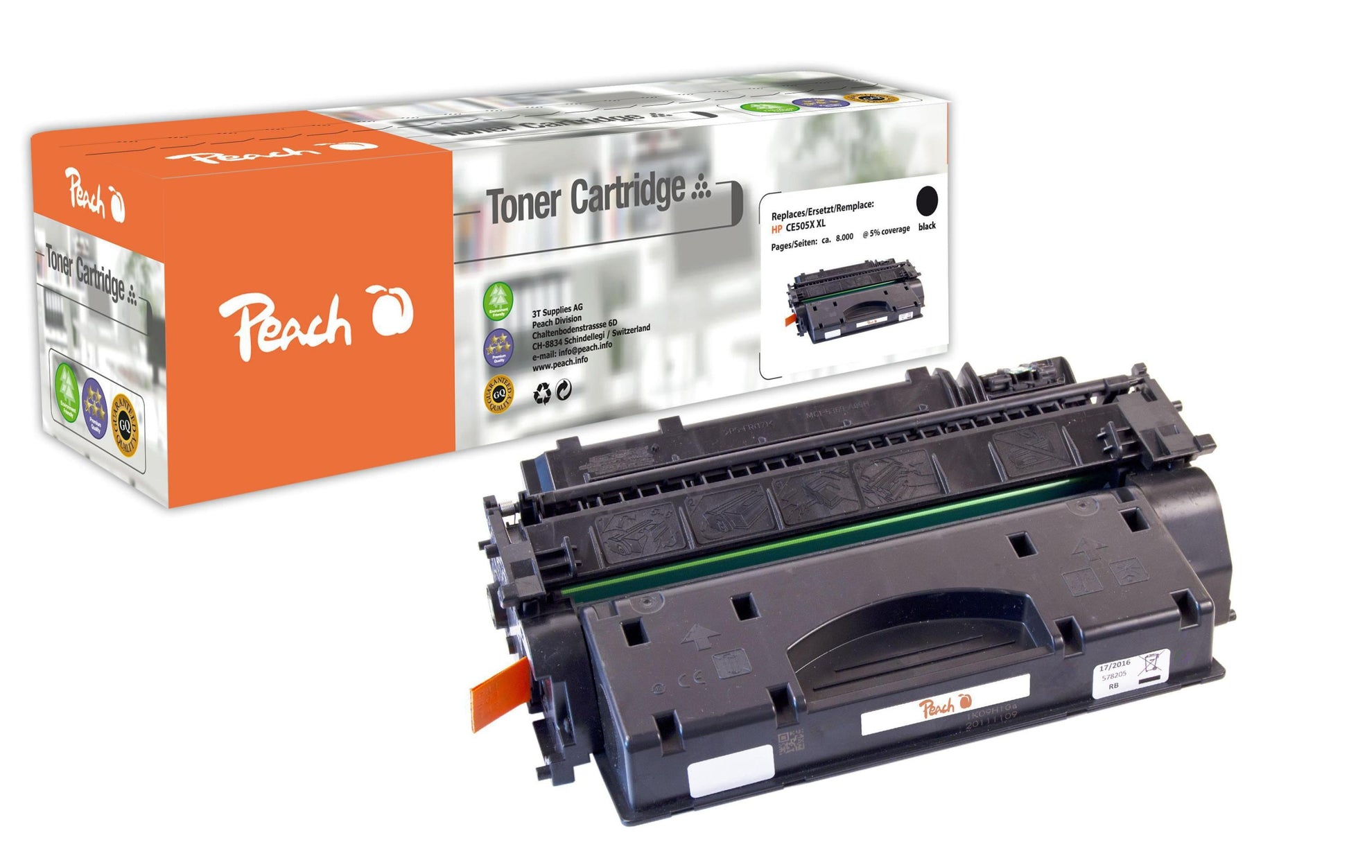 Peach Toner CE505X – schwarz, 10'000 Seiten – für HP LaserJet P2054d, P2054dn, P2054x und andere