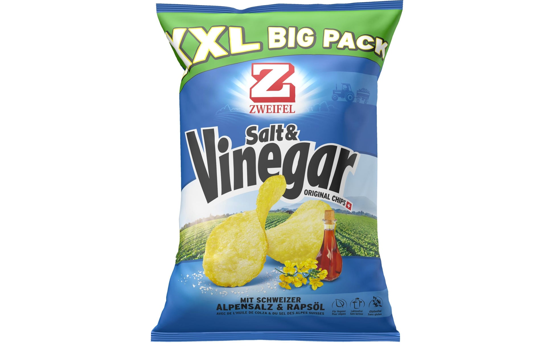 Zweifel Original Chips – Salz & Essig, glutenfrei, vegan – 380 g