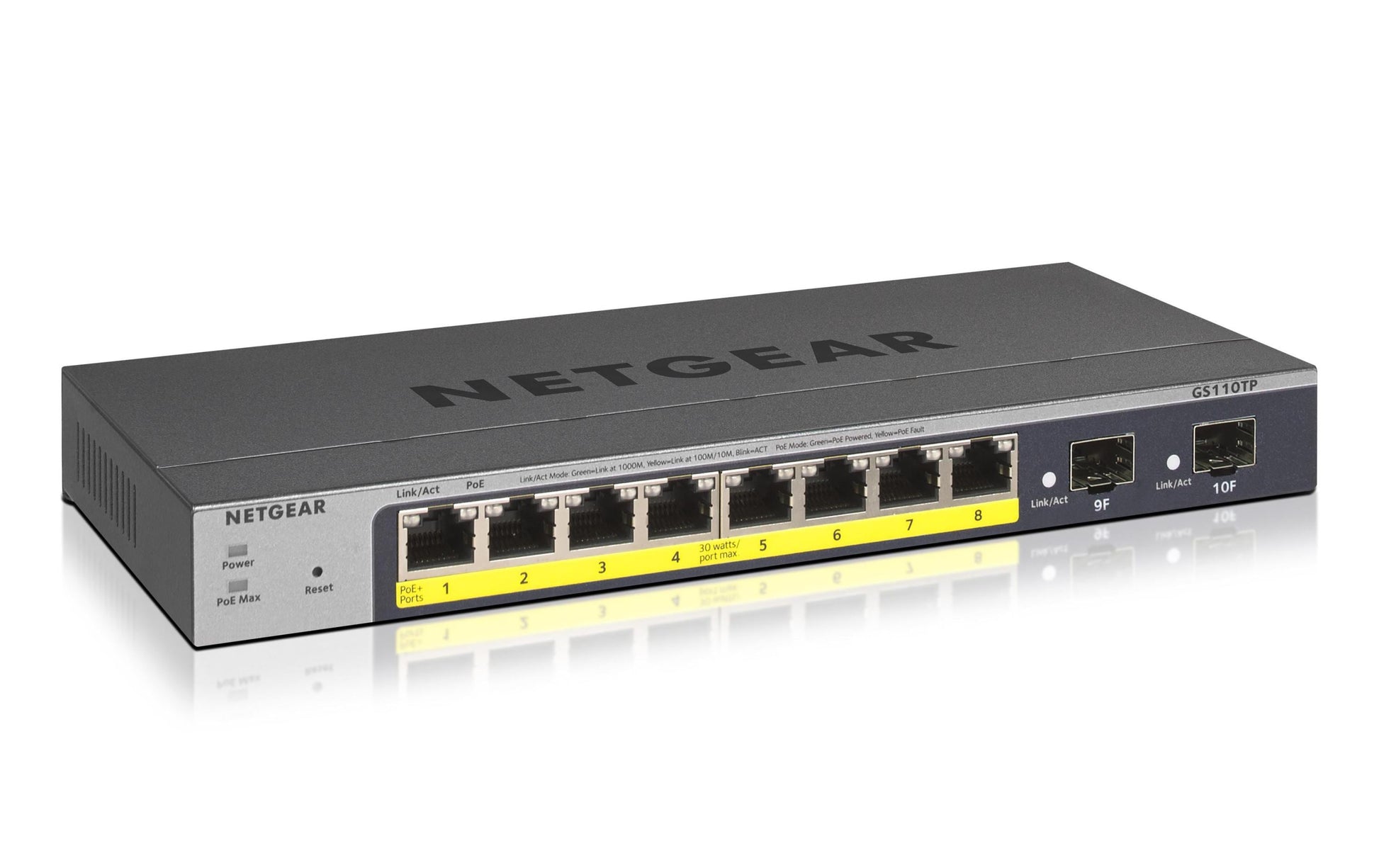 NETGEAR GS110TP v3 – Managed Switch – 8×GbE, 2×SFP, L2+/L3, PoE+ 70 W