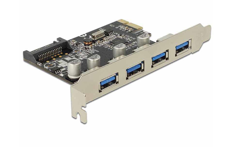 DeLOCK 89297 – PCIe USB-Karte – 4×USB-A 5 Gbit/s, PCIe, SATA 15-Pin