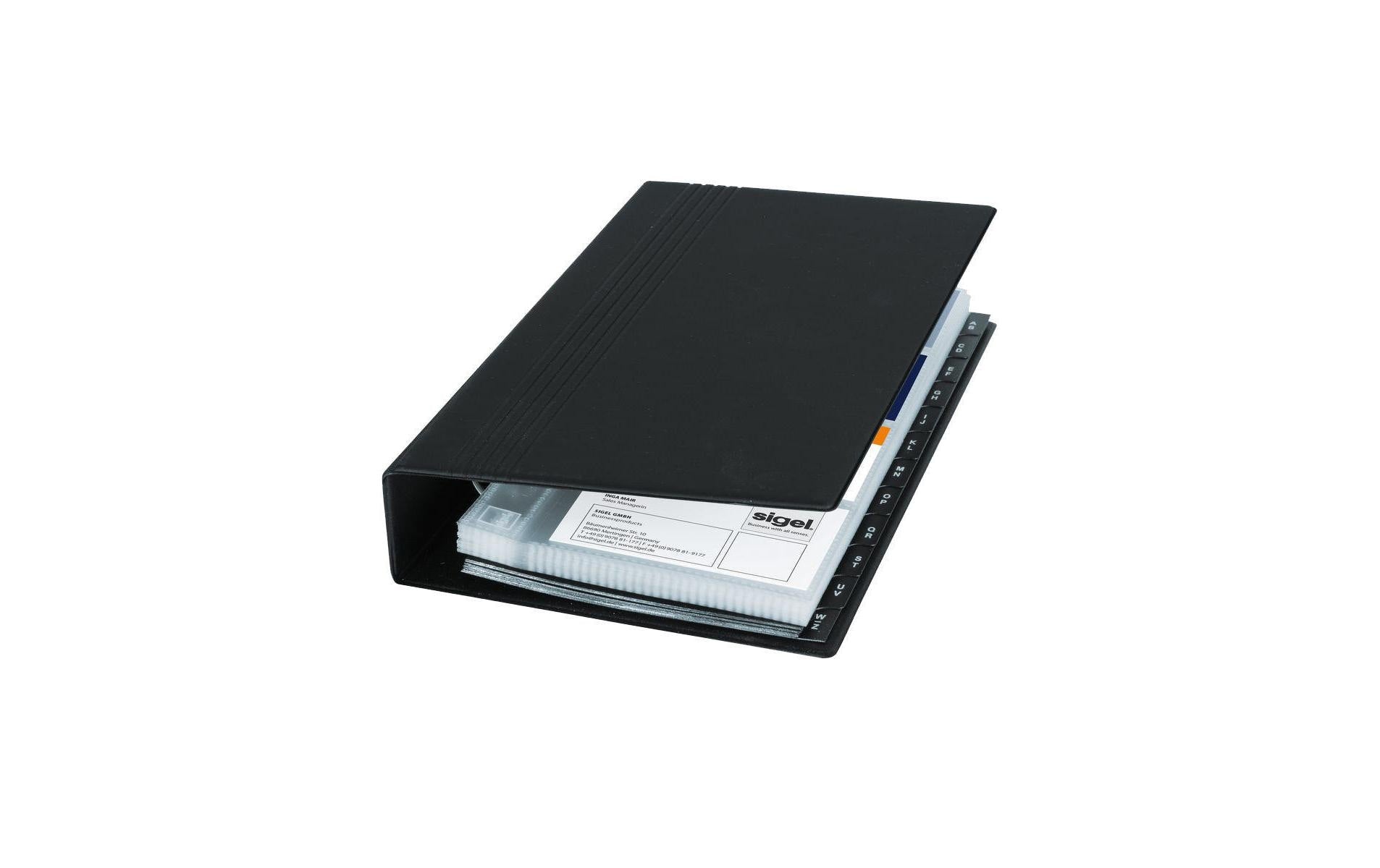 Sigel Visitenkartenalbum – Kunststoff, schwarz, 147×44×265 mm